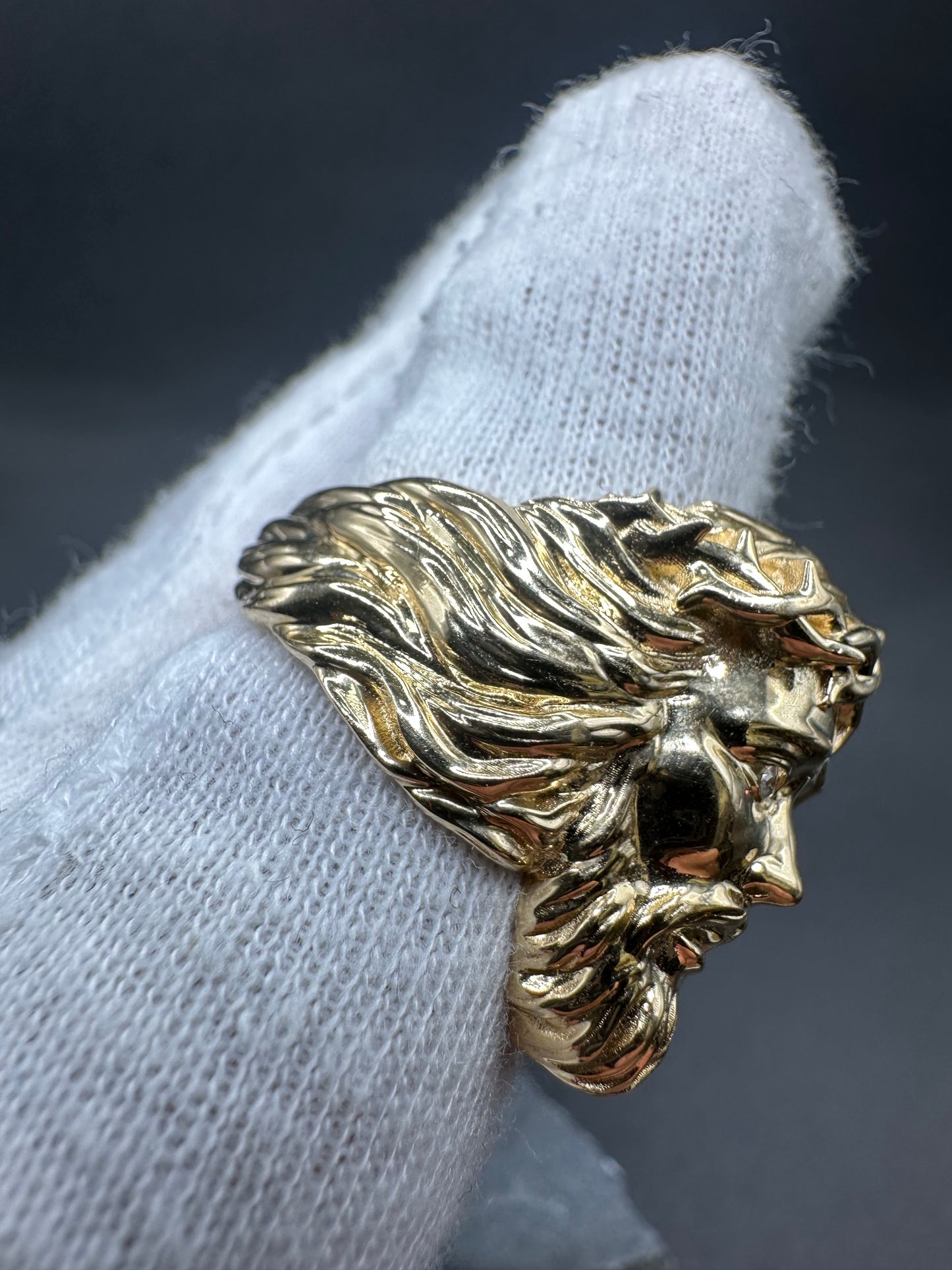 14K Gouden Jezus Hoofd Ring – Maat 20