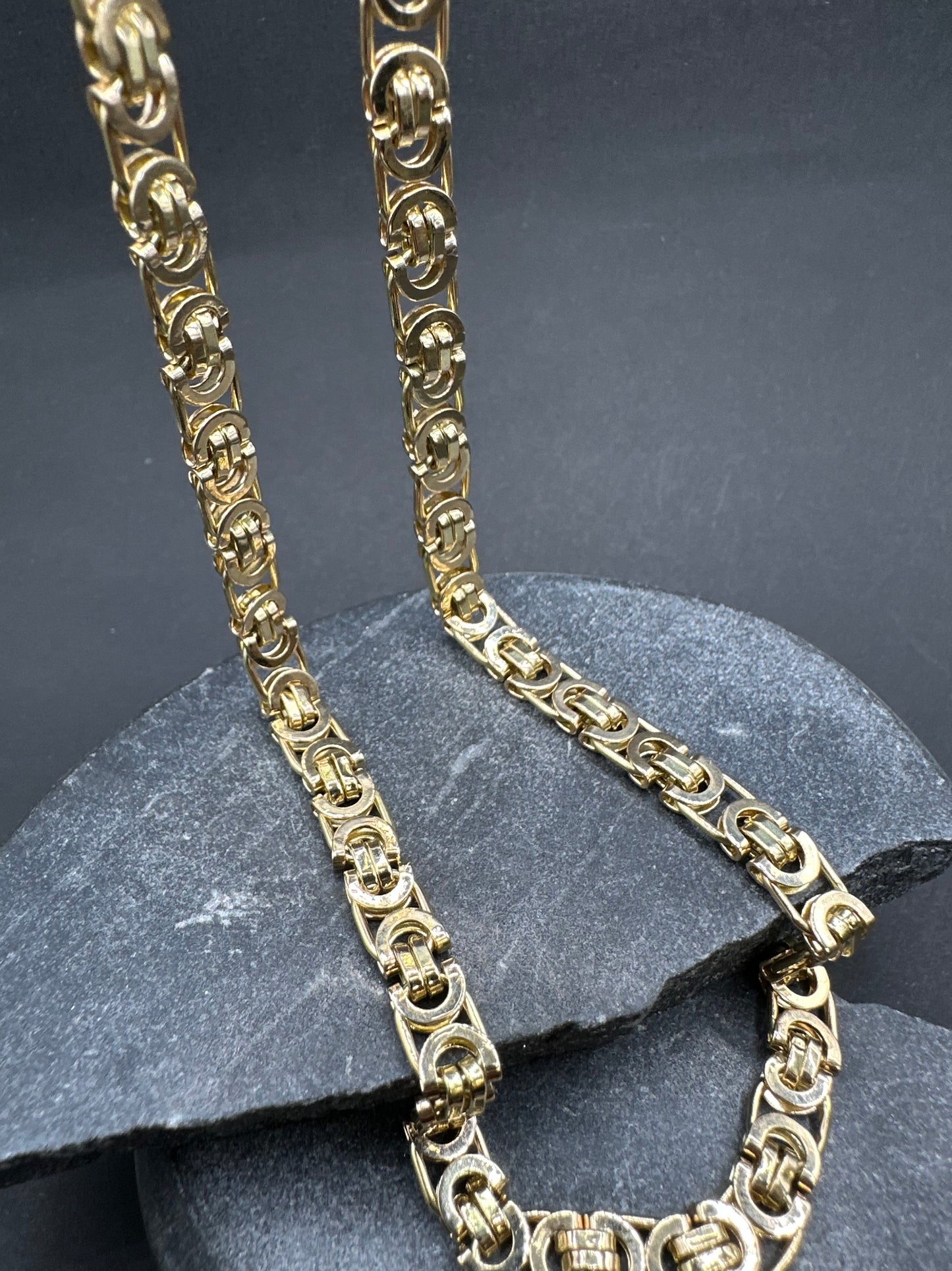 14K Gouden Massieve Platte Koningsketting – 65 cm