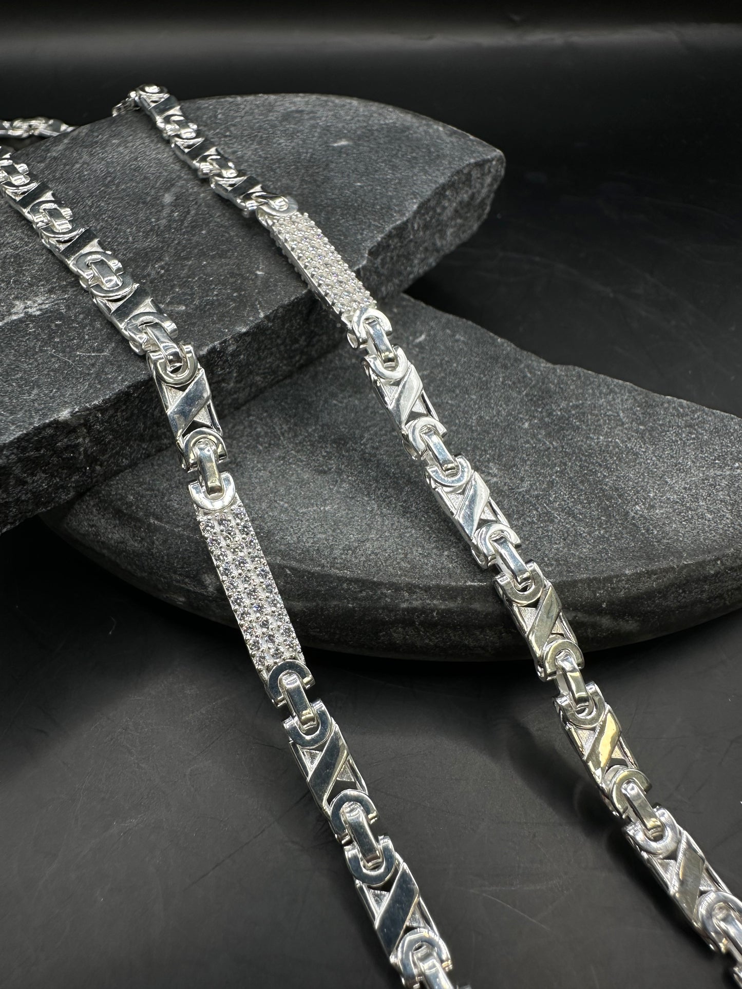 925 Zilveren Iced Valentino Ketting – 60 cm