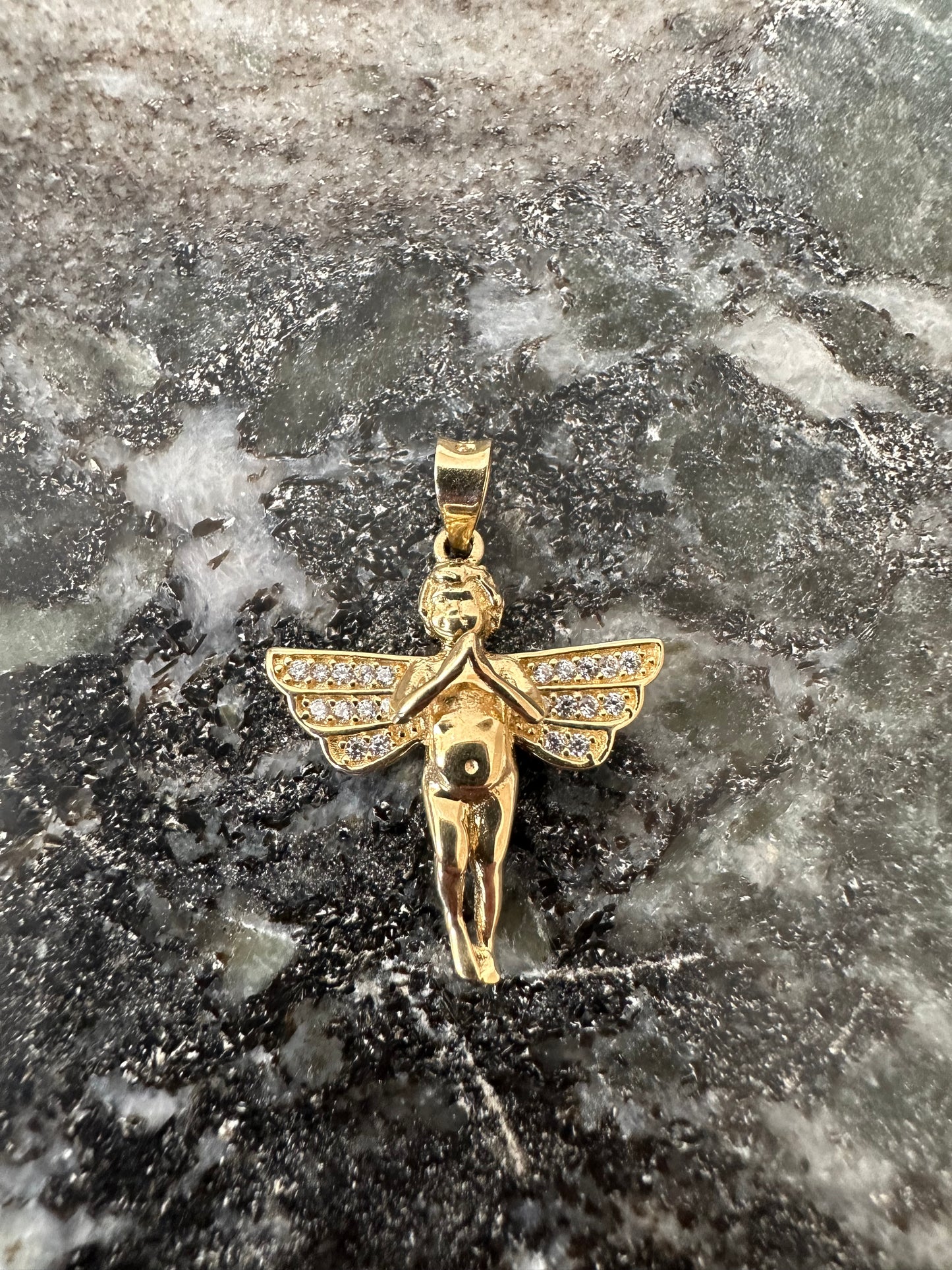 14K Gouden Engel Hanger met Zirkonia