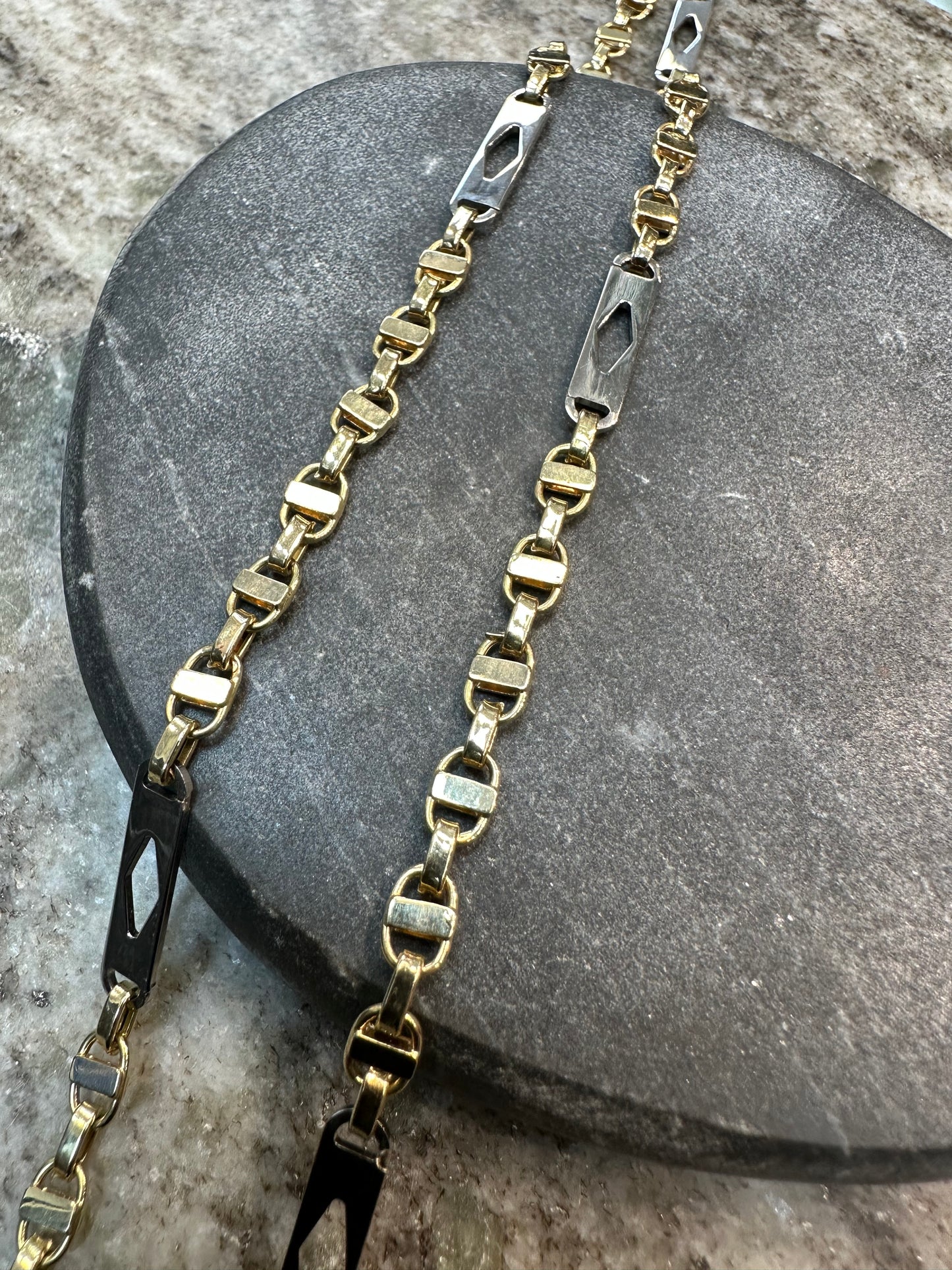 Prachtige 14K Gouden Kingsly Ketting met Ruitjes – Luxe & Uniek Design| 70 cm | 5 mm