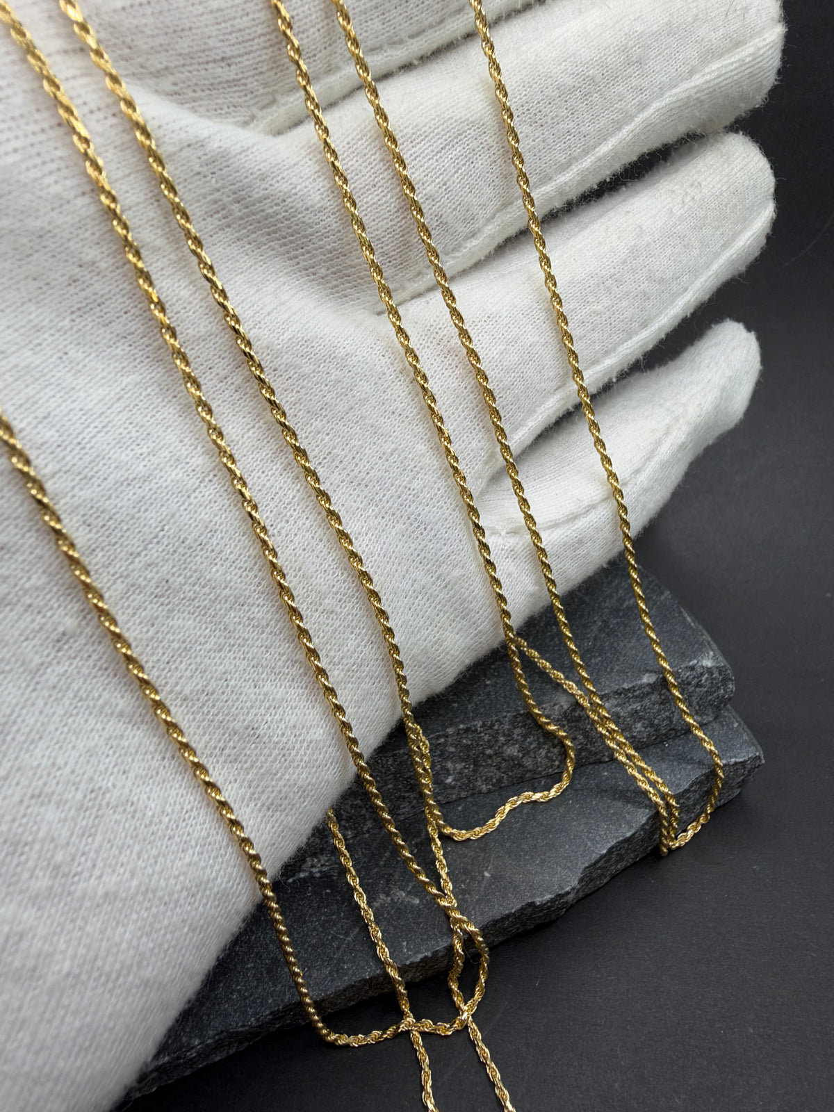 14K Massieve Diamond Cut Rope Ketting – 1,3 mm
