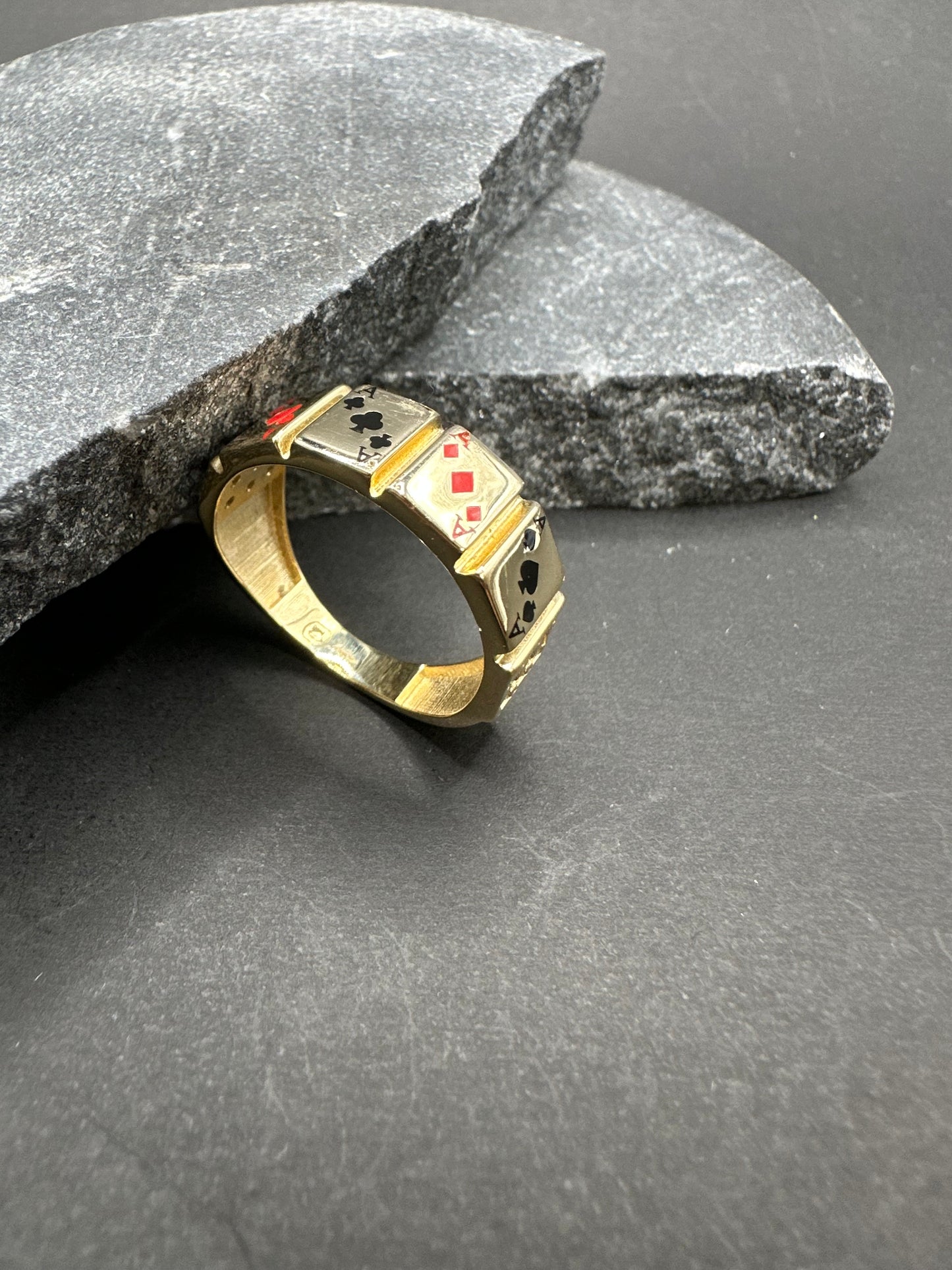 14K Gouden Kaartspel Ring – Maat 19,5