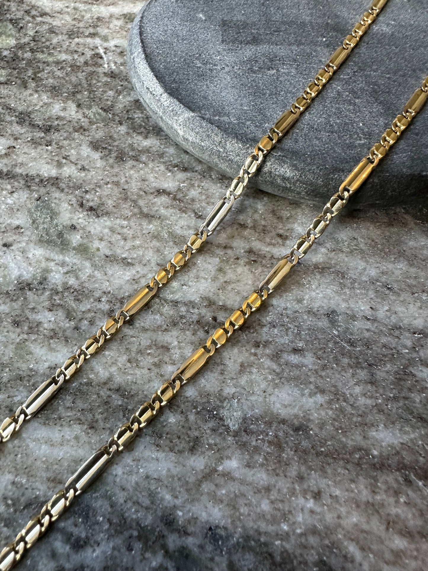 Bicolor 14K Gouden Massieve Ketting