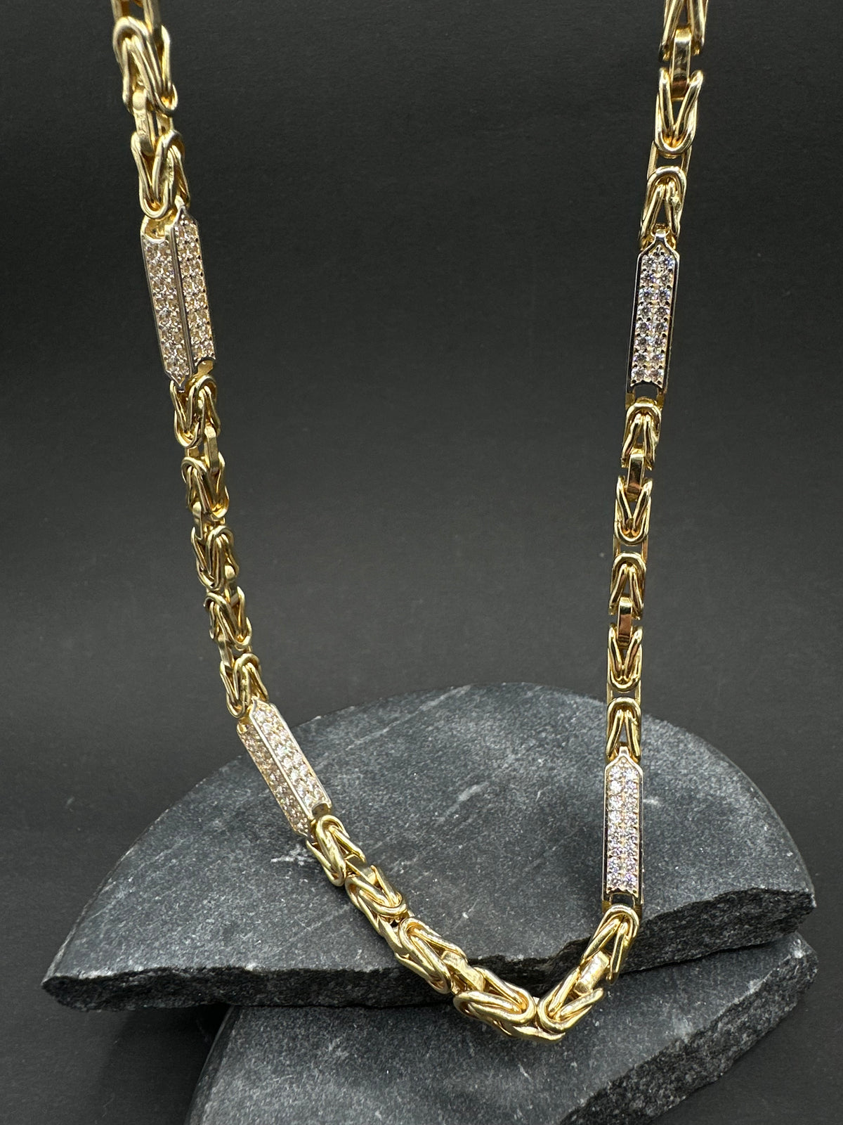 14K Gouden Iced Koningsketting met Zirkonia – 62 cm