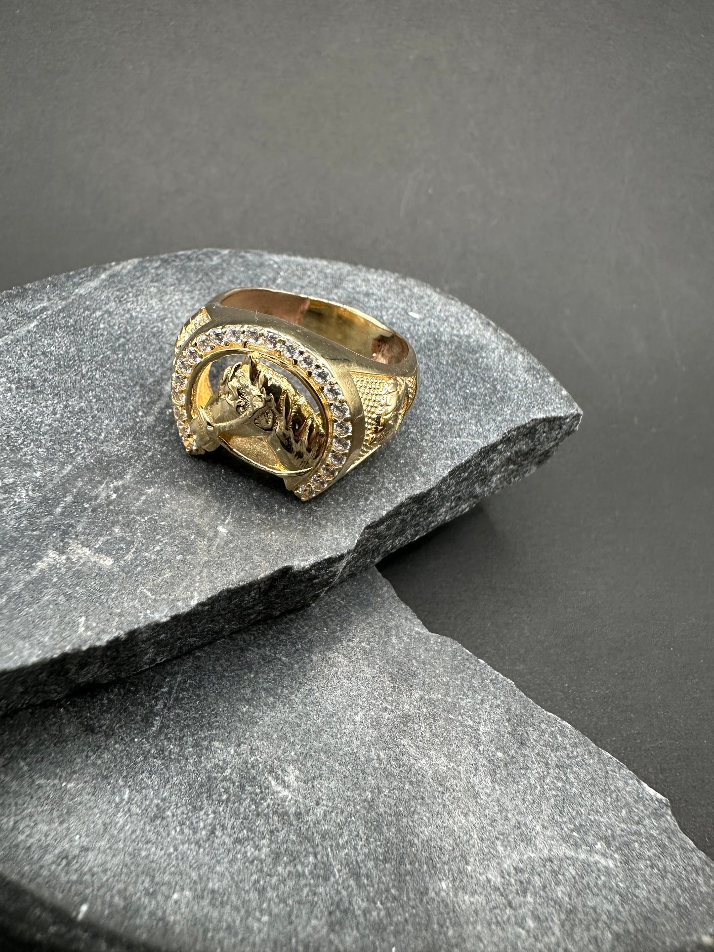 14k Gouden Paardenkop Ring โจ