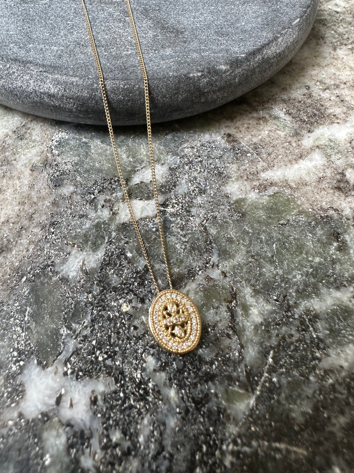 Prachtige 14k Gouden Ketting met Diamanten Hanger