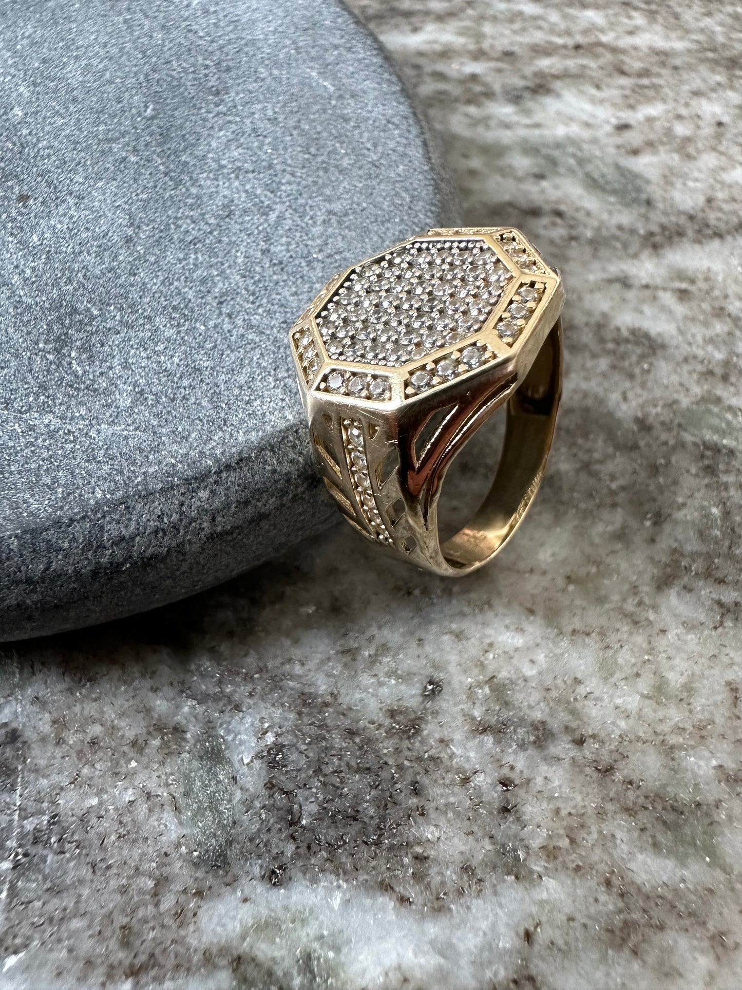 14K Gouden Iced Ring met Zirkonia – Maat 20