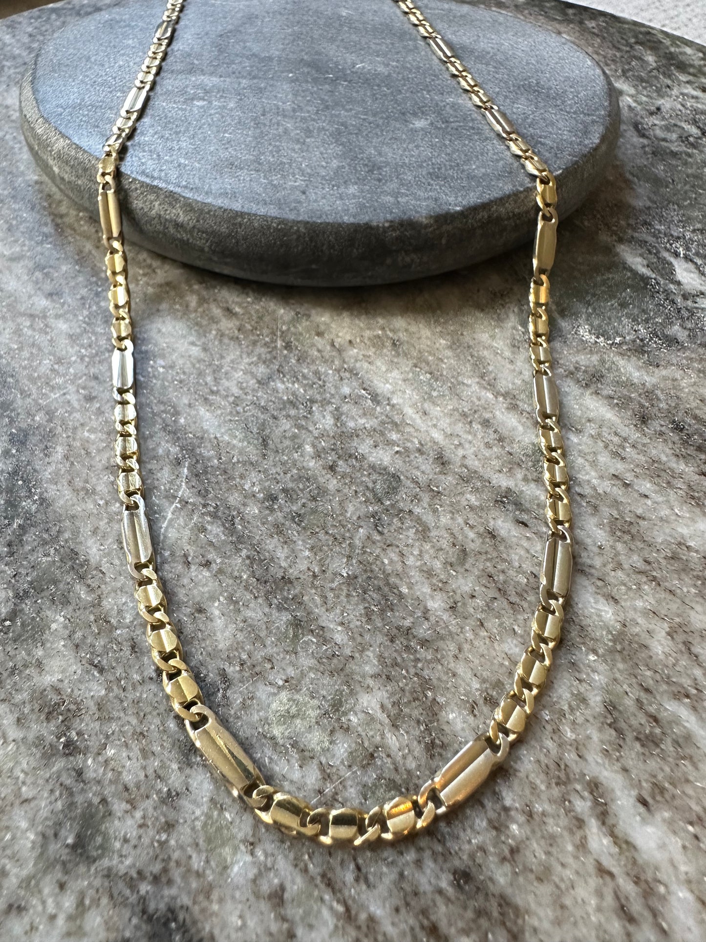 Bicolor 14K Gouden Massieve Ketting