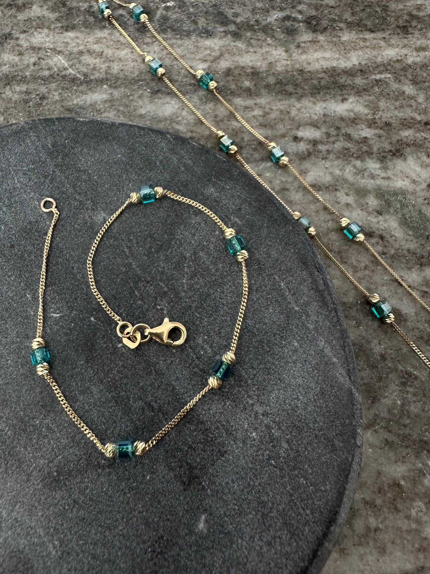 14K Gouden Set met Natuurstenen