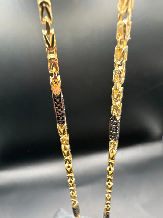 14K Gouden Massieve Koningsketting met Onyx Stenen – 2,1 mm