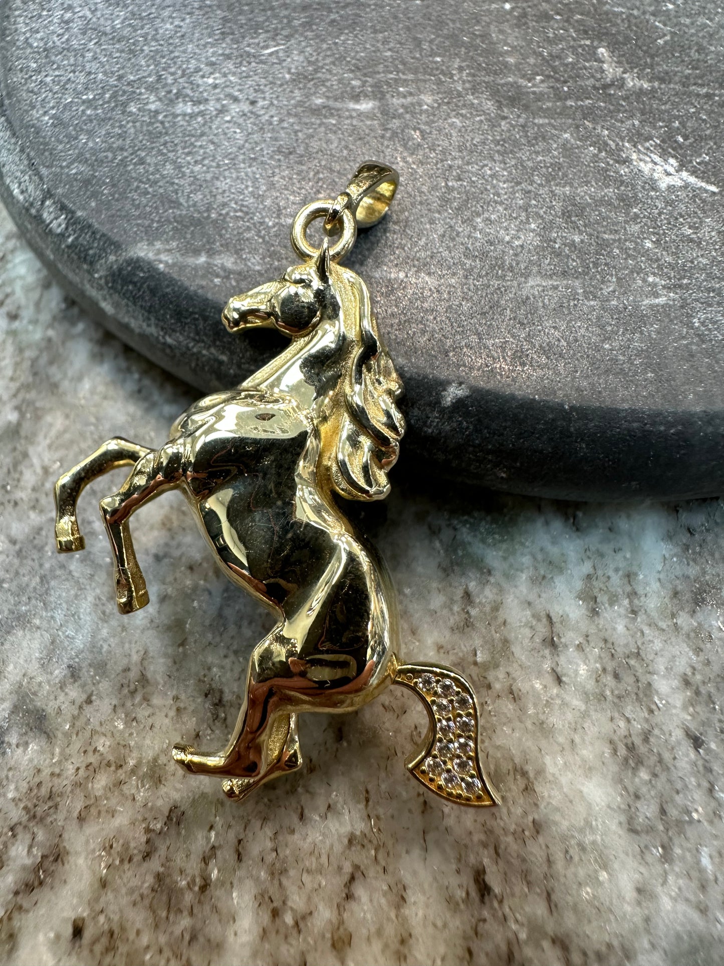 Prachtige 14K Gouden Papierclip Ketting met Paard Hanger – 60 cm | 3 mm | Uniek & Luxe