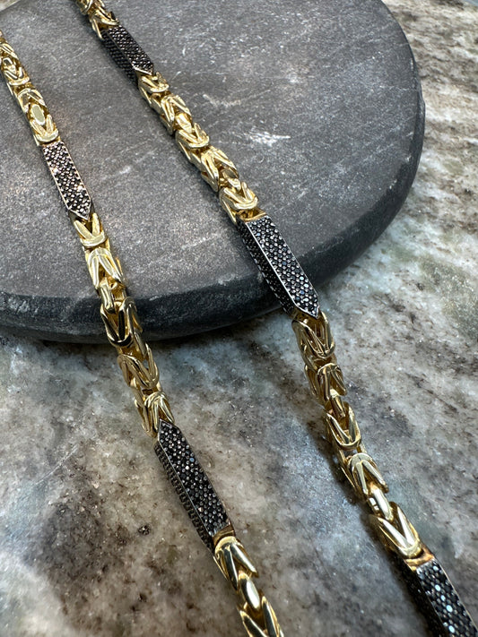 14K Koningsketting bezet met Onyx stenen - 60 cm | 4,6 mm