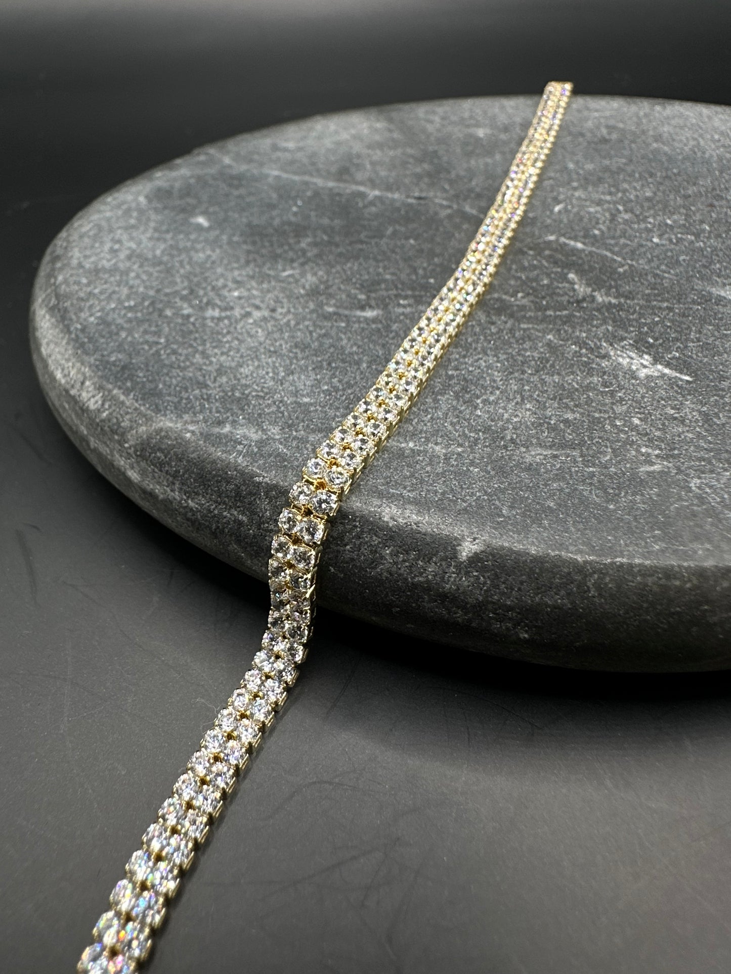 14K Gouden Dubbele Tennis Armband met Zirkonia – 19 cm