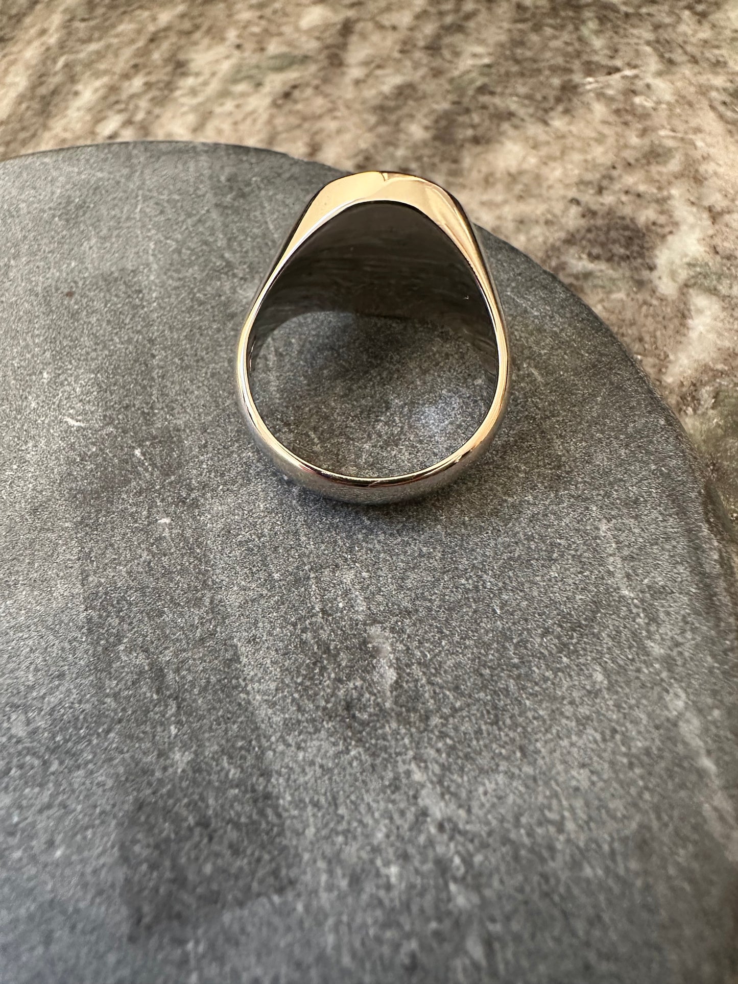 14k Witgouden Zegelring met Dubbele Blauwe Lagensteen