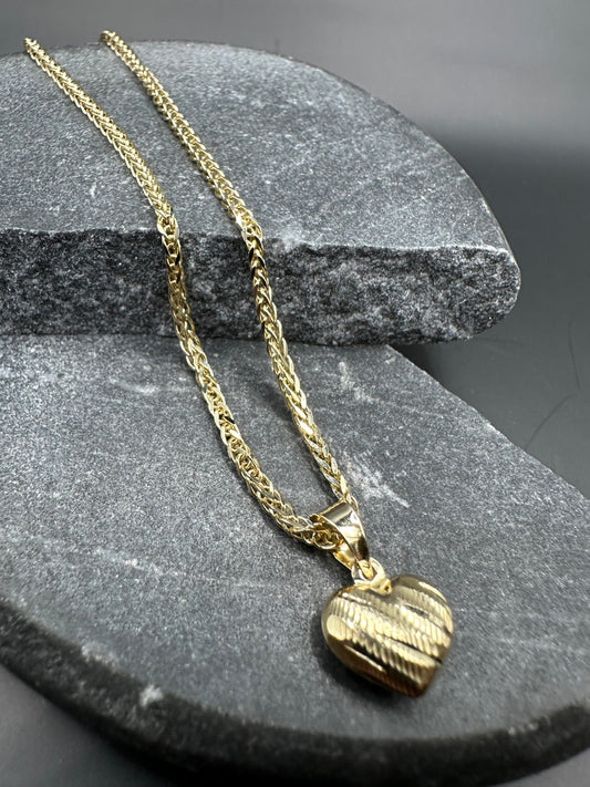 14K Gouden Vossenstaart Ketting met Hart Hanger – 45 cm