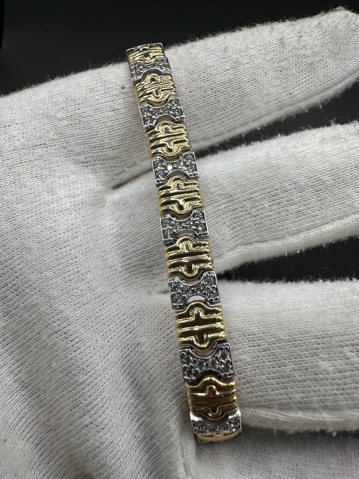 14K Gouden Bicolor Armband met Zirkonia – 19 cm