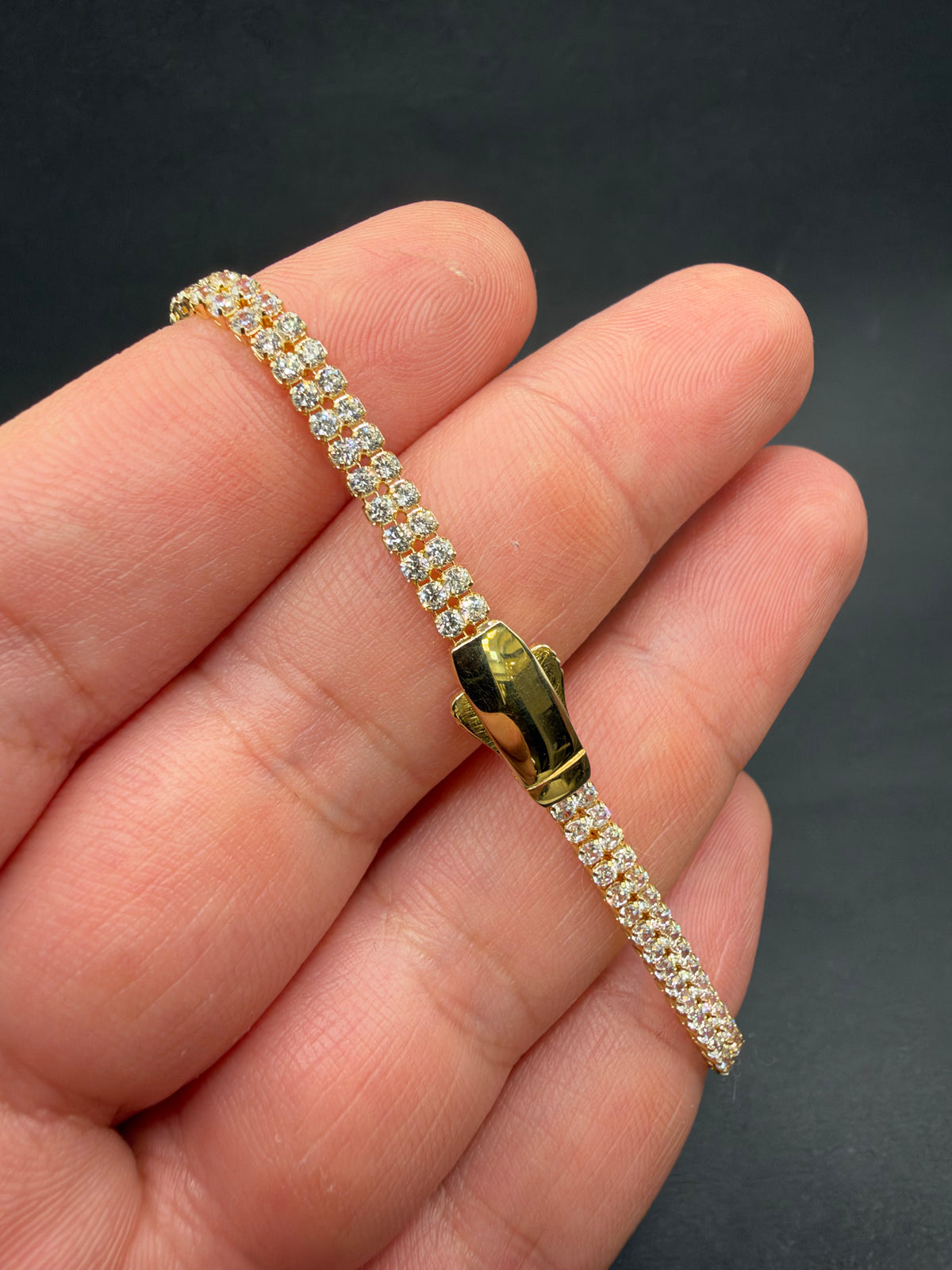 14K Gouden Dubbele Tennisarmband met Zirkonia – 3,7 mm