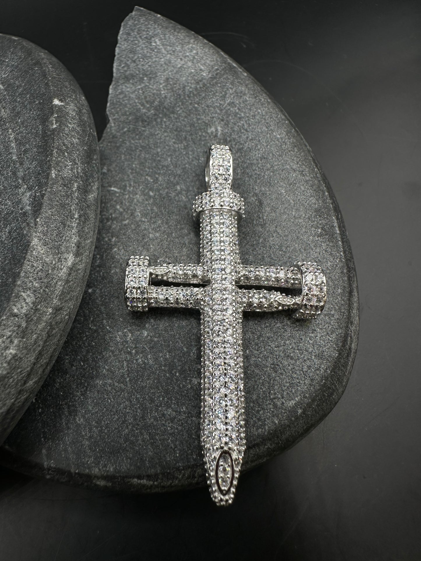 925 Zilveren Kruis – Iced met Zirkonia – 55 mm