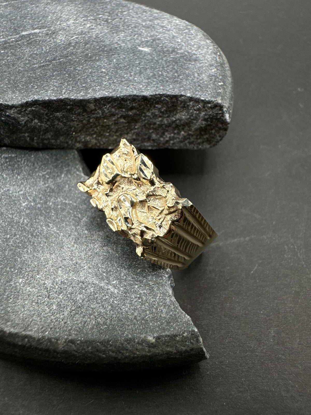 Prachtige 14K Gouden Piet Piet Ring – Diamond Cut