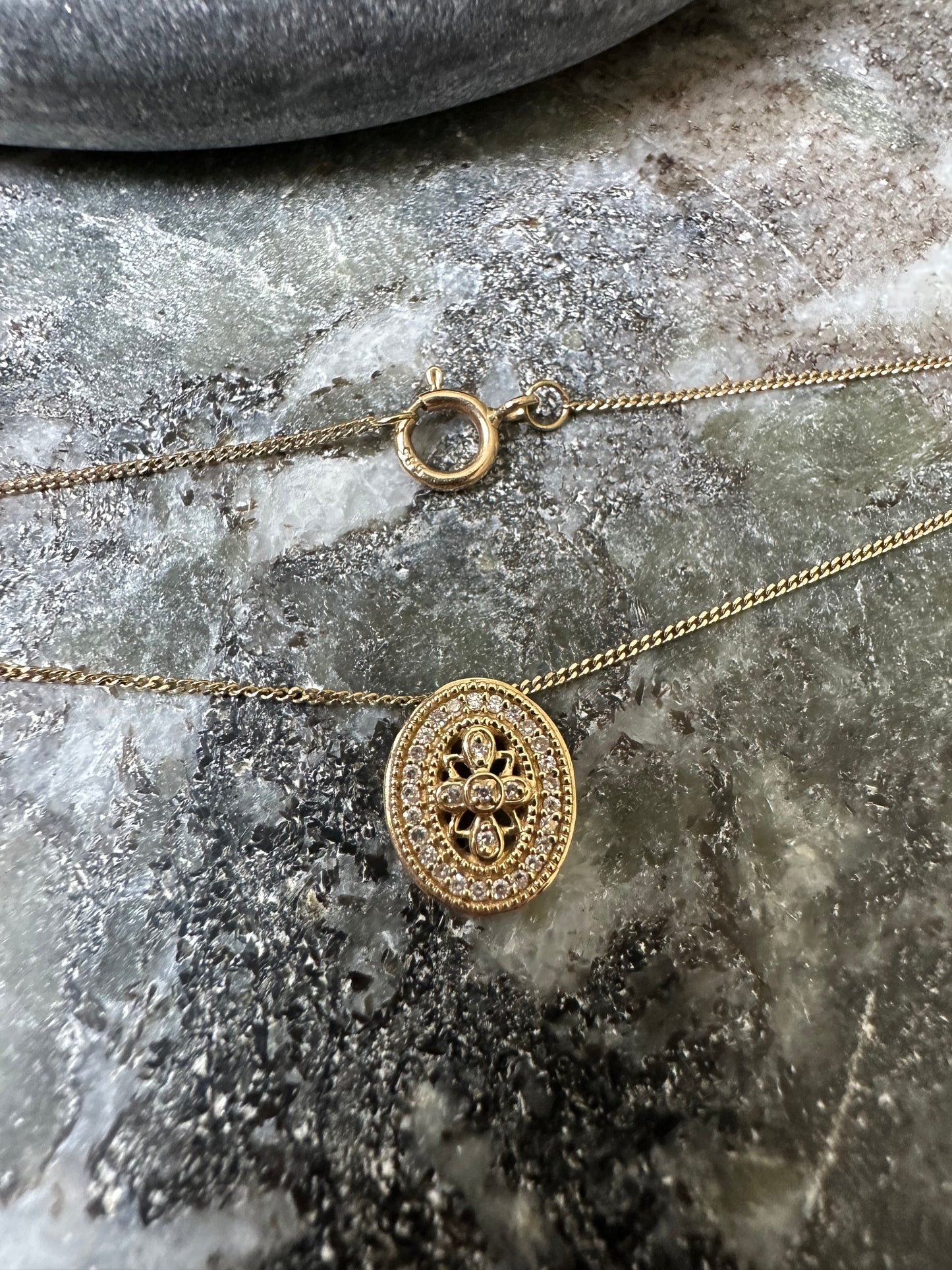 Prachtige 14k Gouden Ketting met Diamanten Hanger