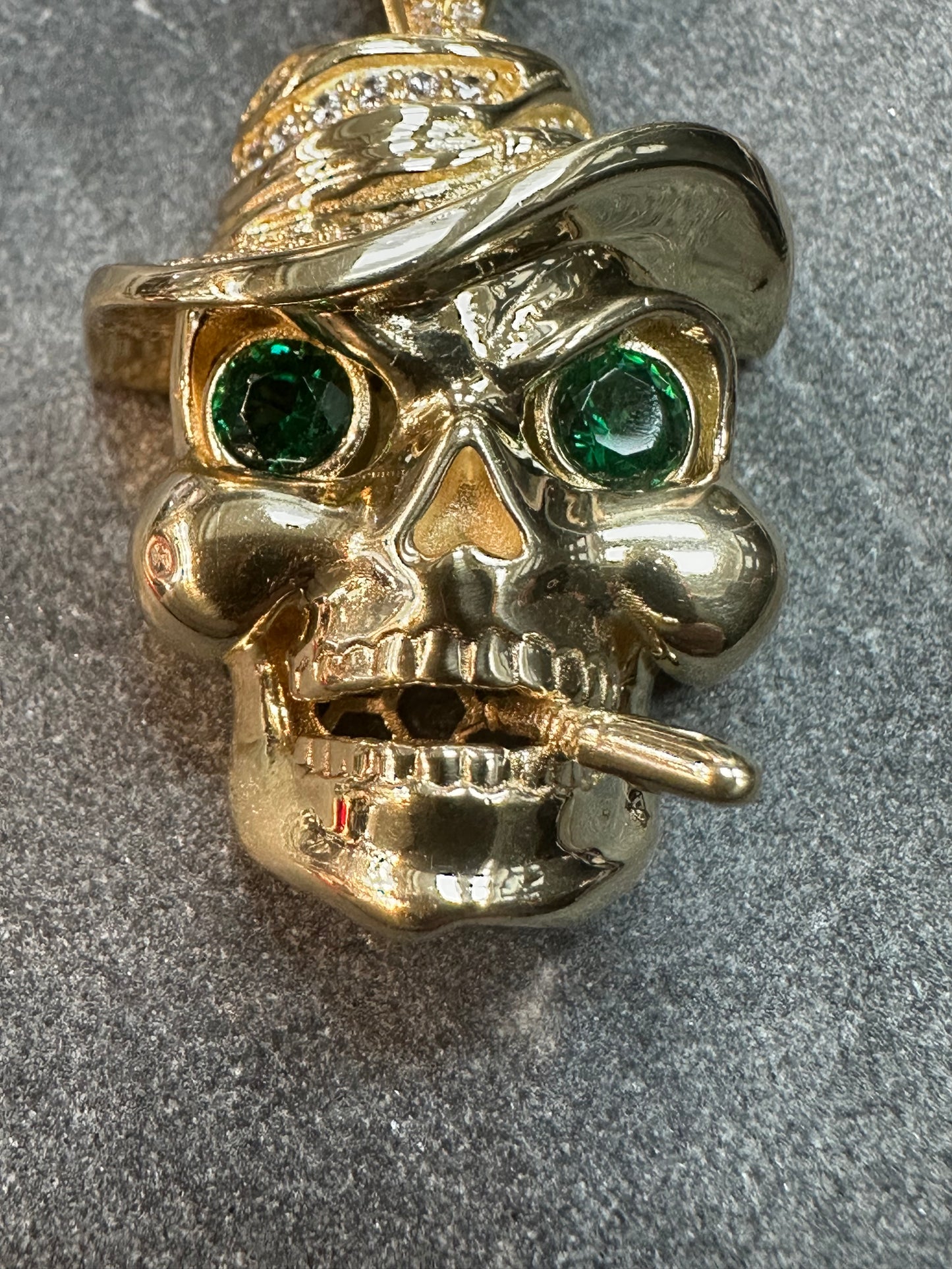 14K Gouden Doodskop Kettinghanger met Edelstenen