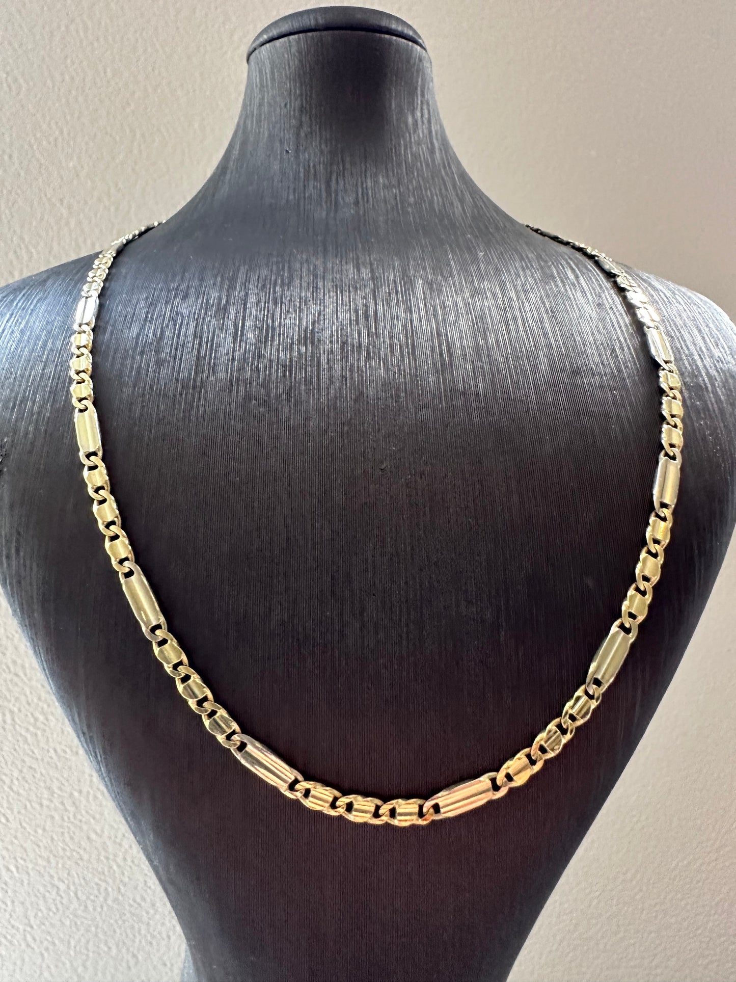 Bicolor 14K Gouden Massieve Ketting