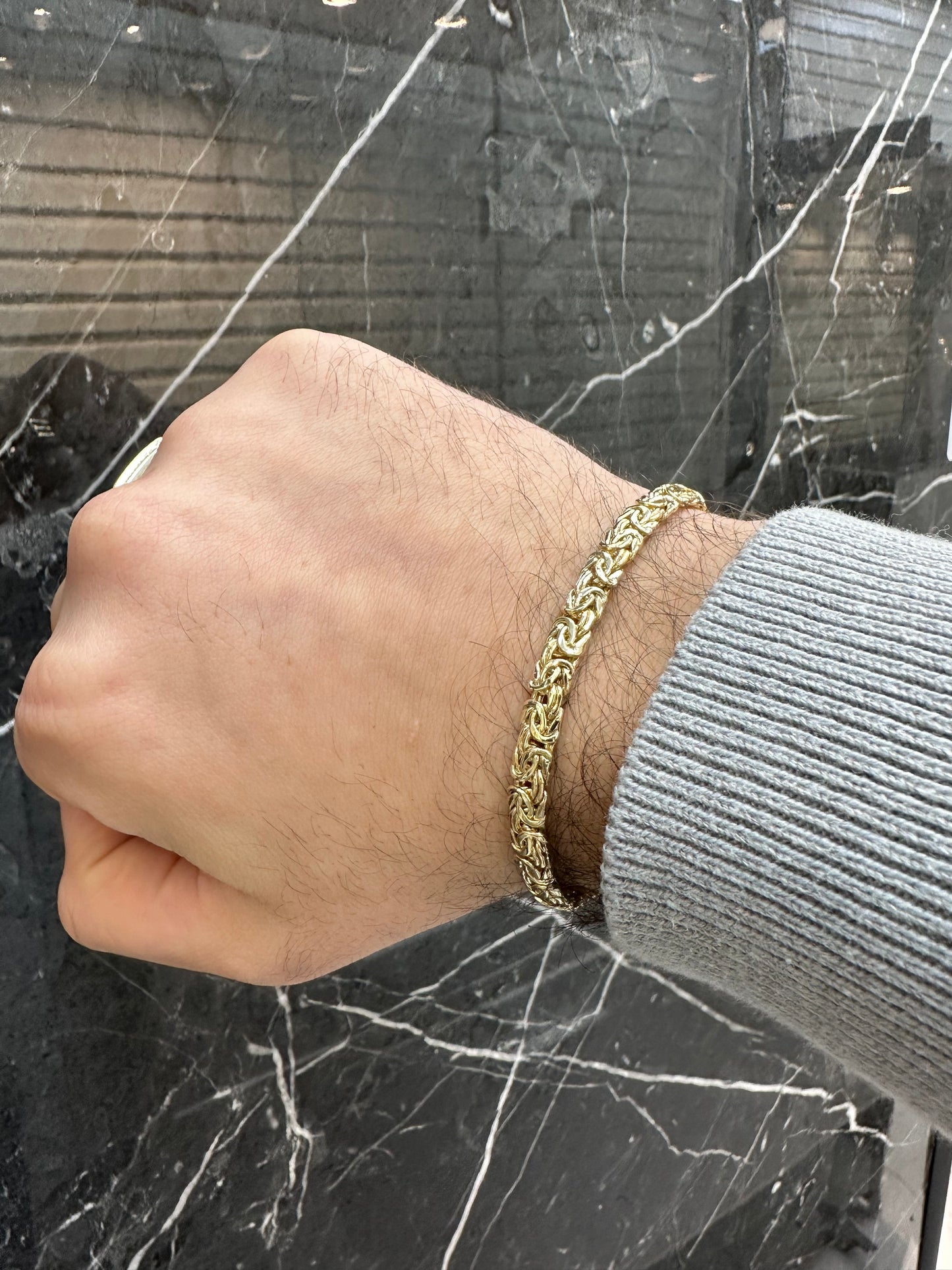 14K Gouden Plat Byzantijn Armband – 20 cm | 6 mm | Unisex | Luxe & Tijdloos