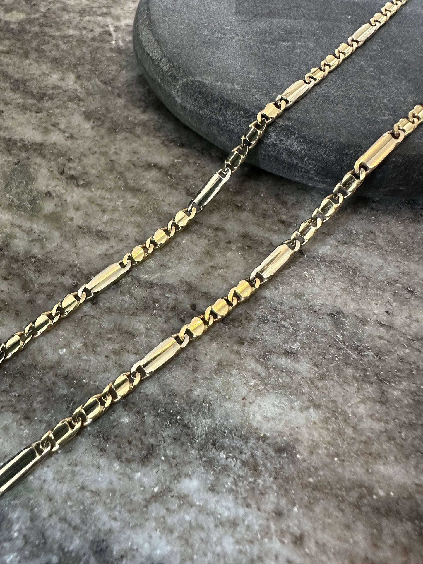 Bicolor 14K Gouden Massieve Ketting