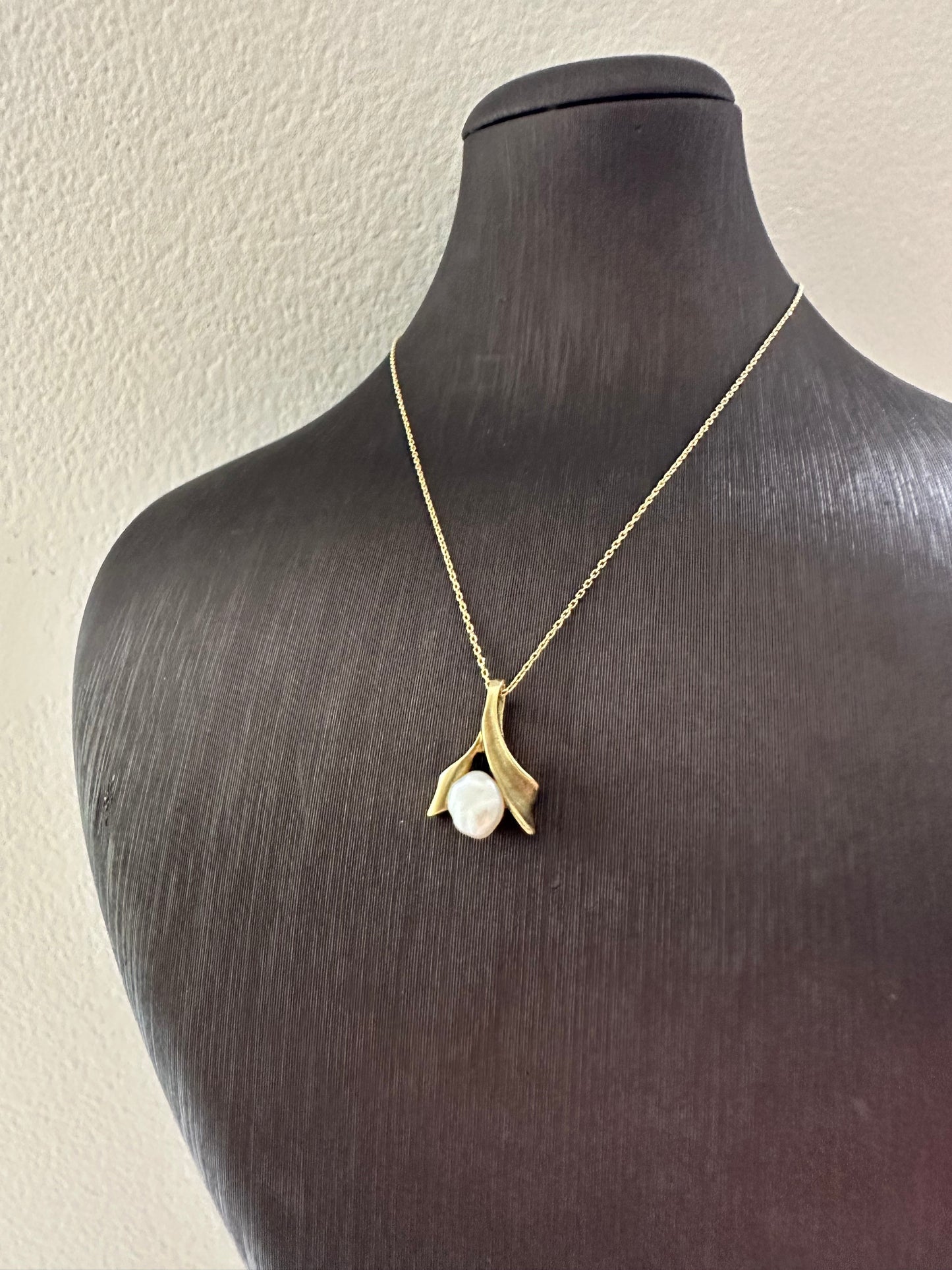 14k Gouden Ketting met Parel Kettinghanger