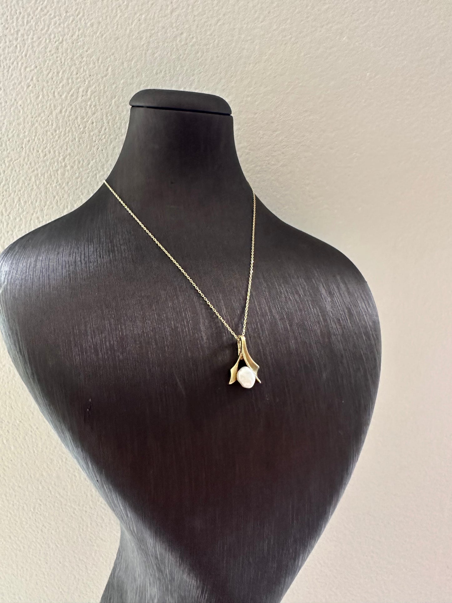 14k Gouden Ketting met Parel Kettinghanger