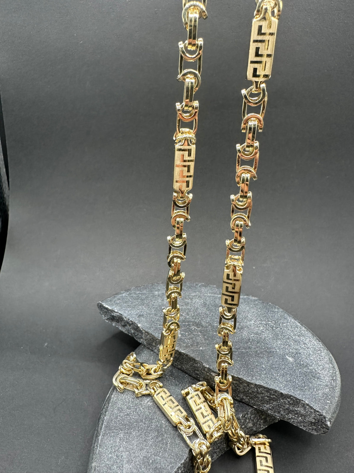 14K Gouden Platte Koningsketting met Meandros Bewerking – 65 cm