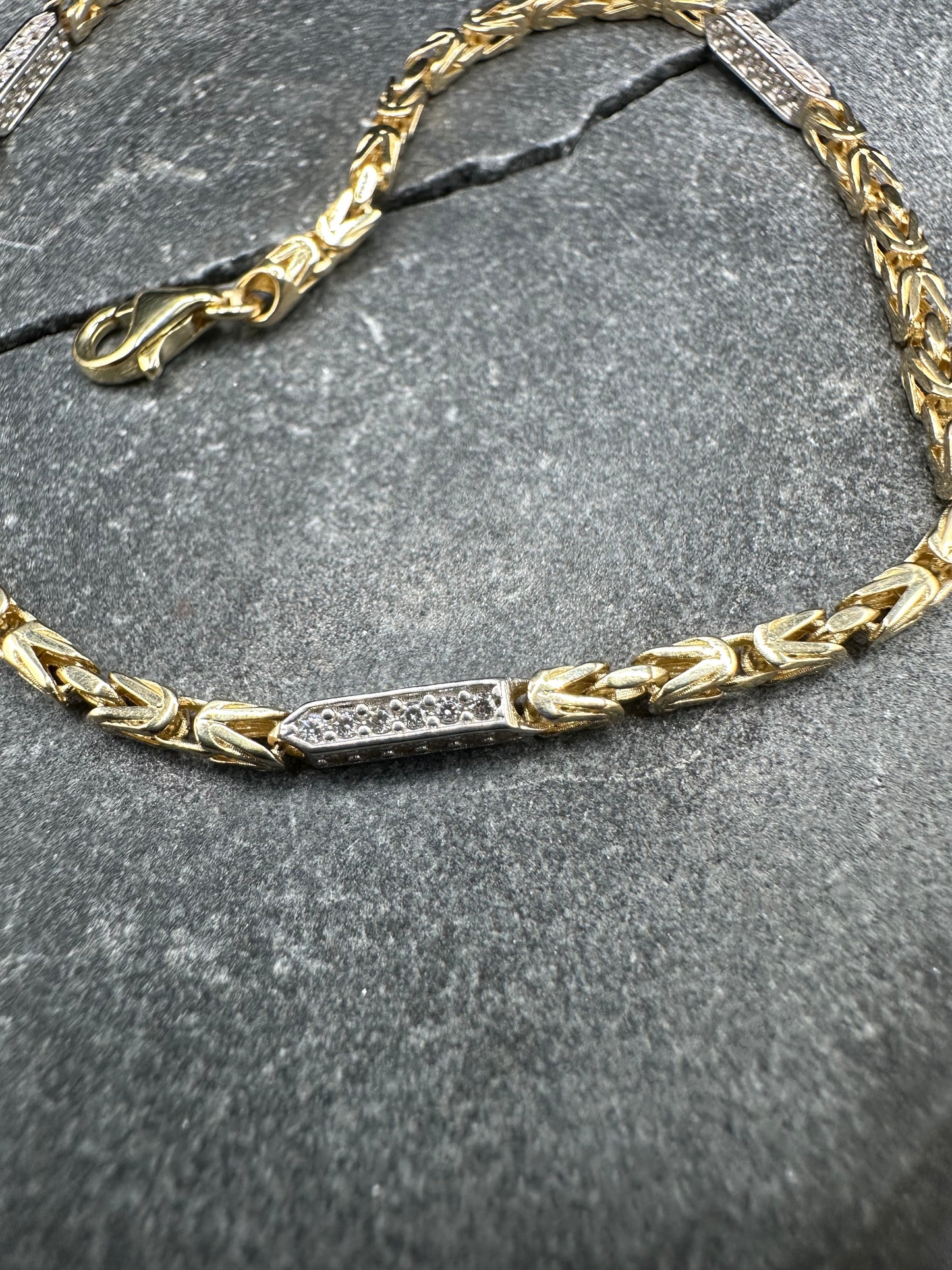 14K Gouden Koningsarmband met Zirkonia Stenen – 21 cm