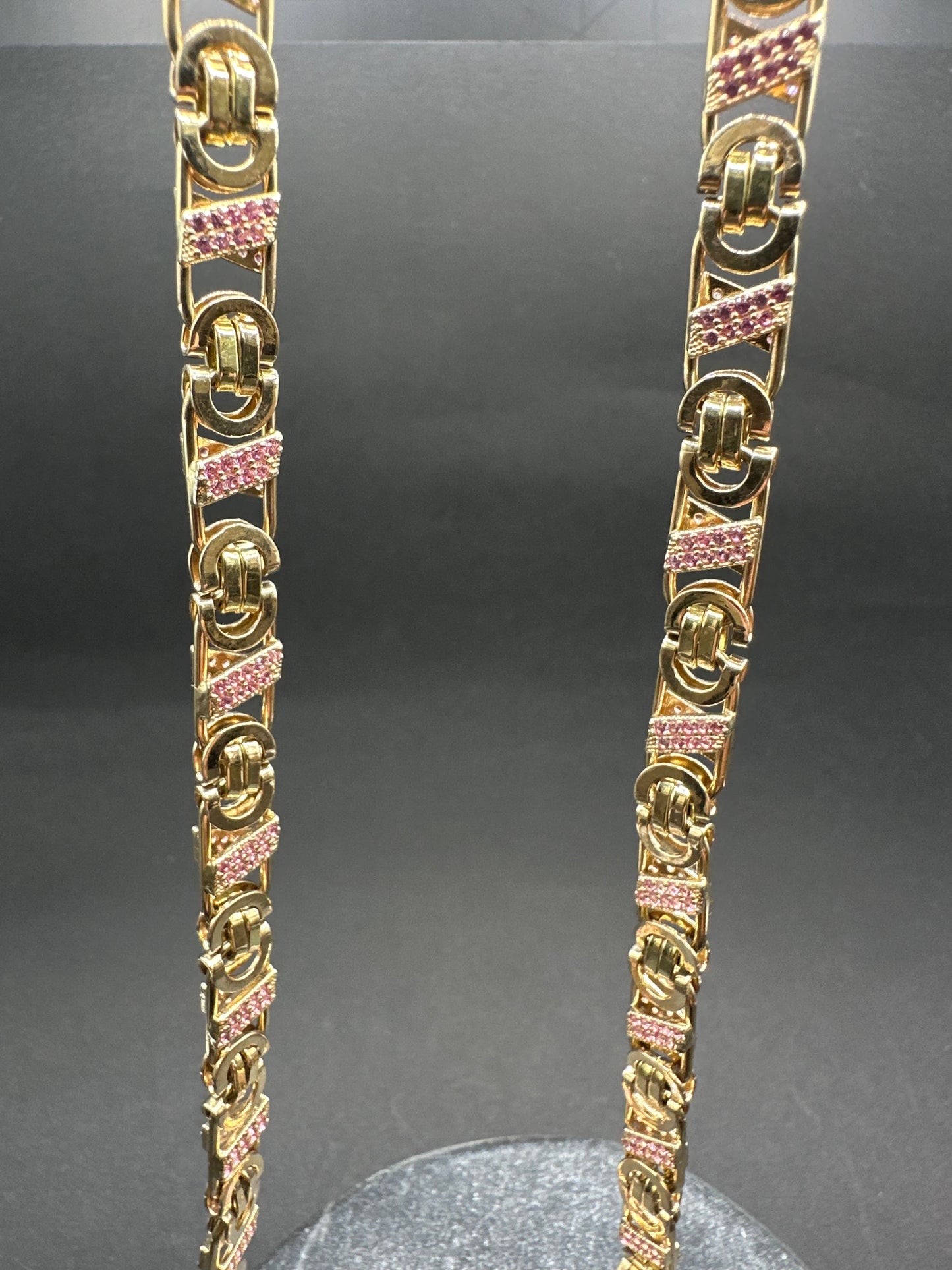 14K Gouden Valentino Ketting met Robijnen – 63 cm