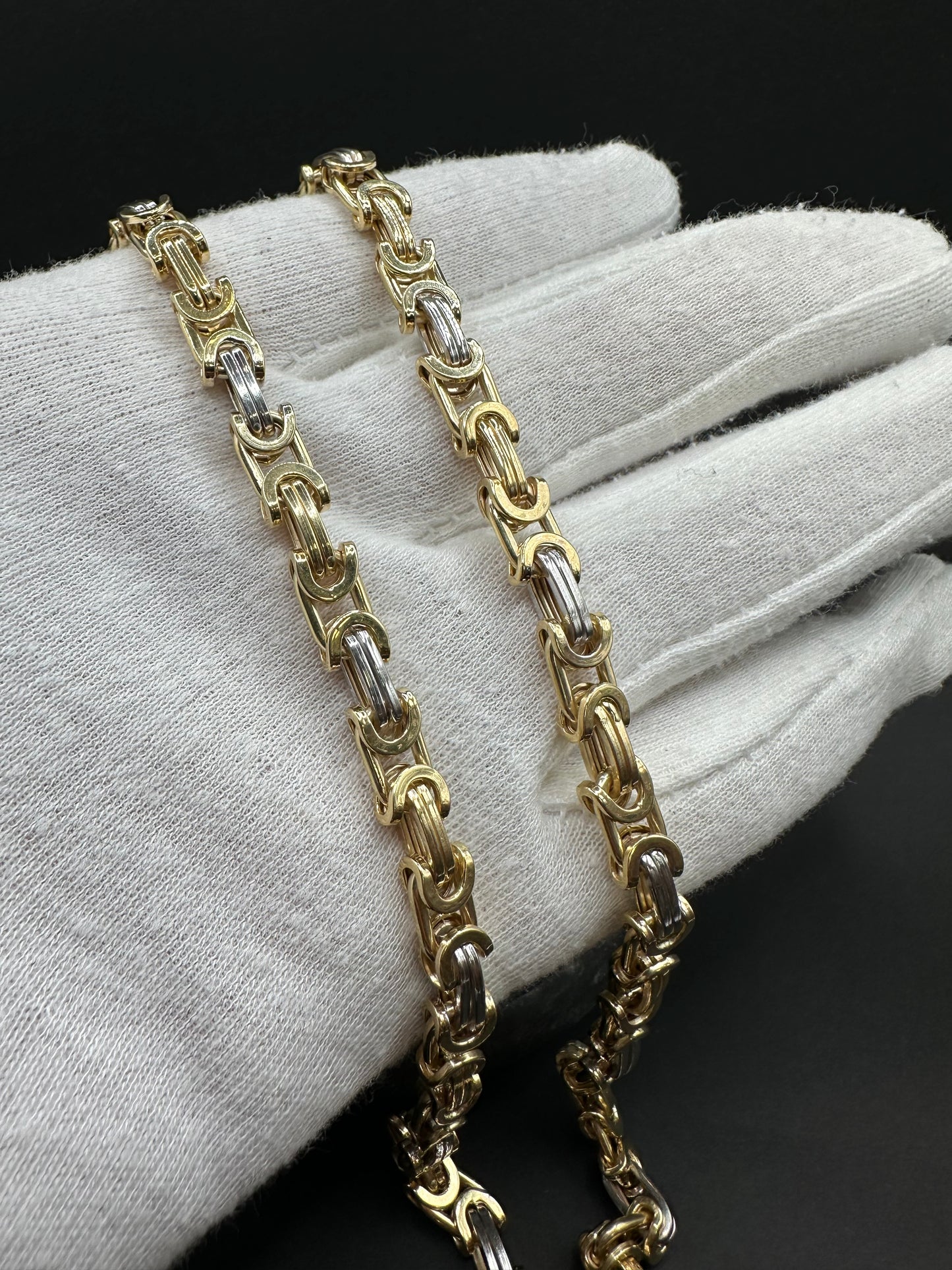 14K Gouden Bicolor Platte Koningsketting – 67 cm