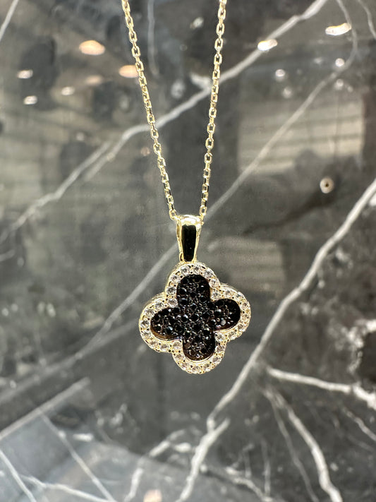 Prachtige 14k Gouden ketting met klaver hanger| 42 cm