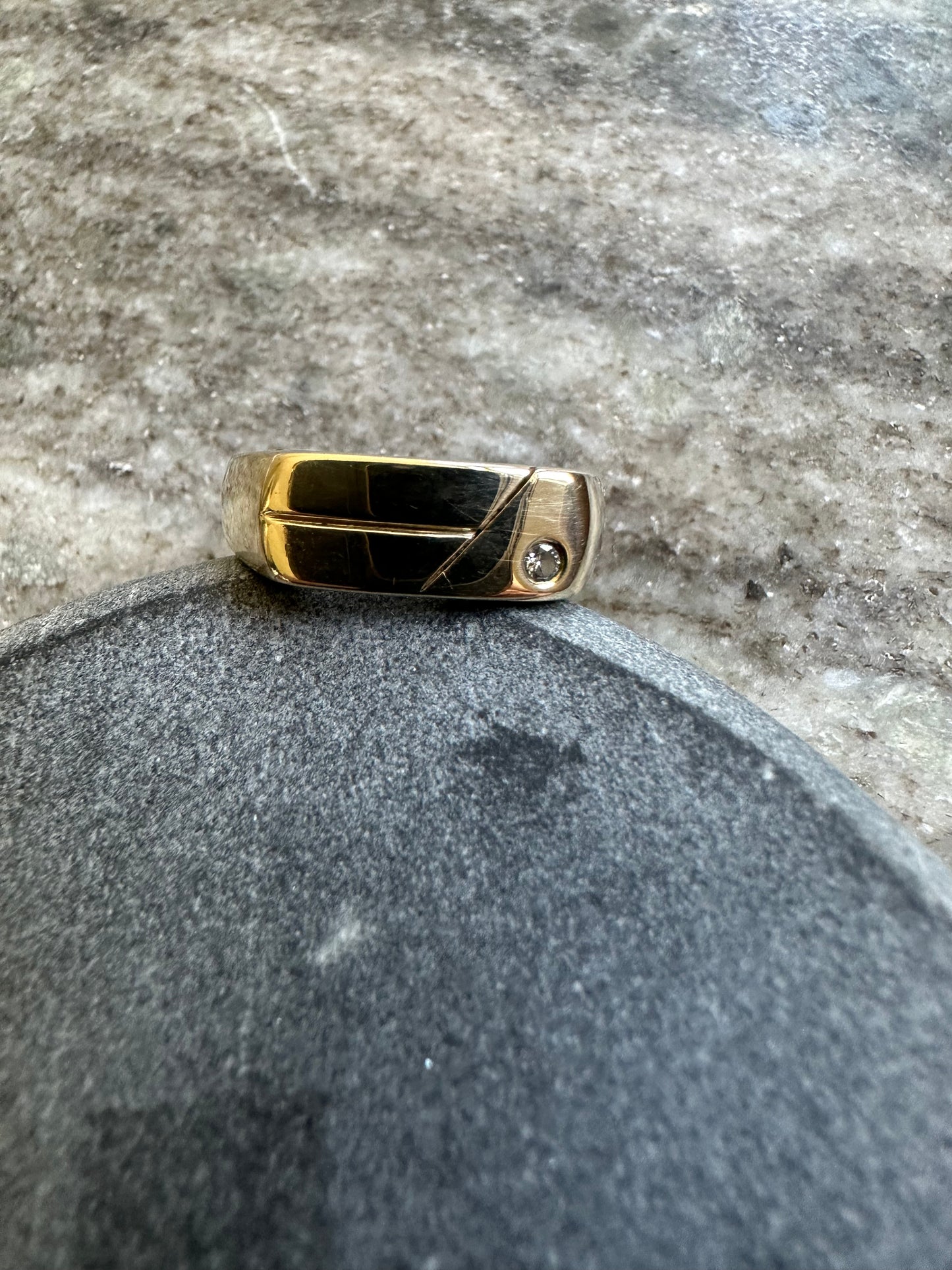 14K Gouden Zegelring met Zirkonia