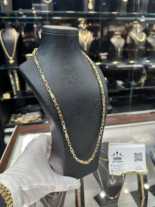 Prachtige 14K Gouden Monte Carlo Ketting met Griekse Accenten – 65 cm | 4 mm