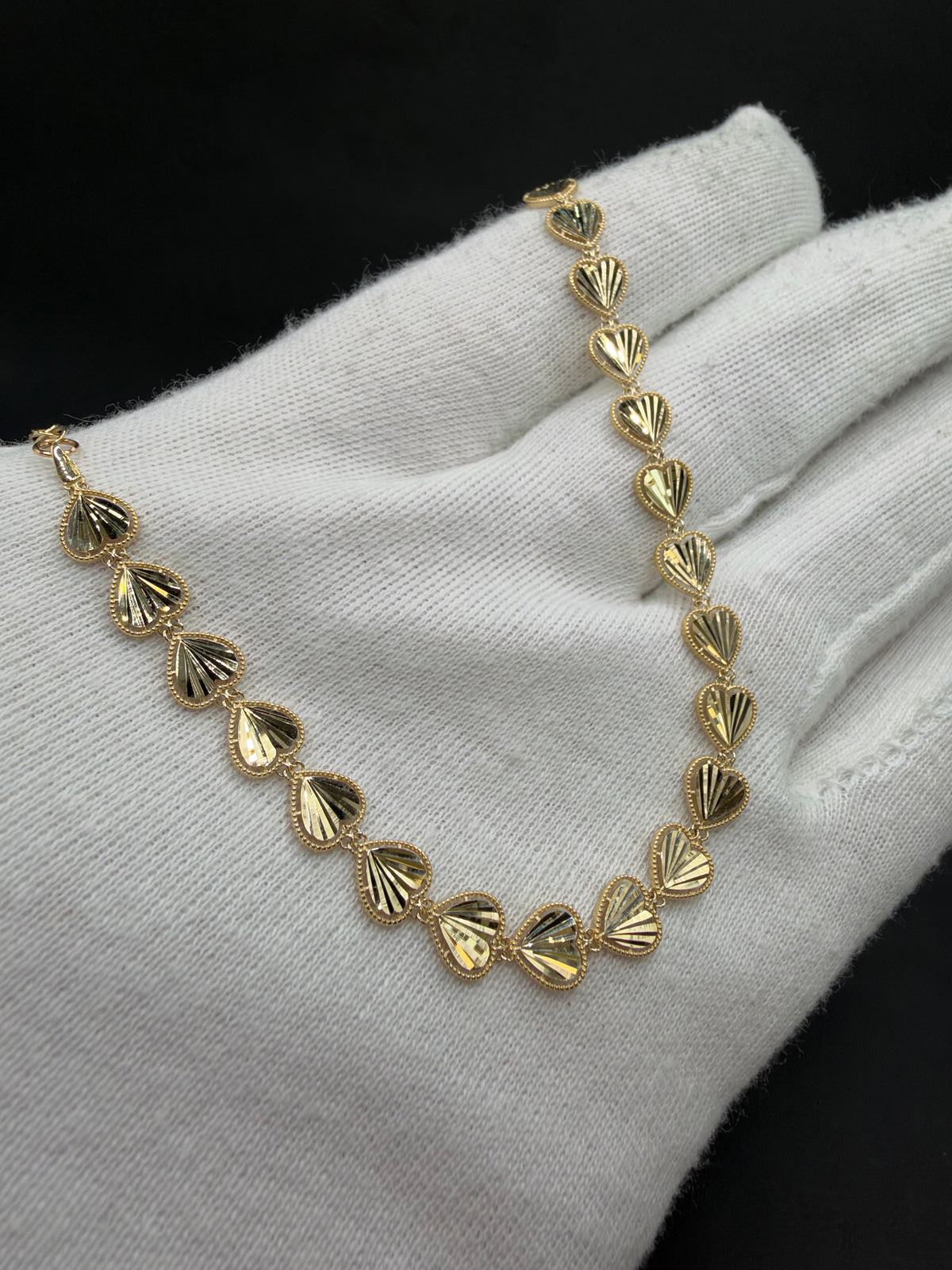 14K Gouden Hartjesarmband met Diamond Cut Bewerking – 6,6 mm