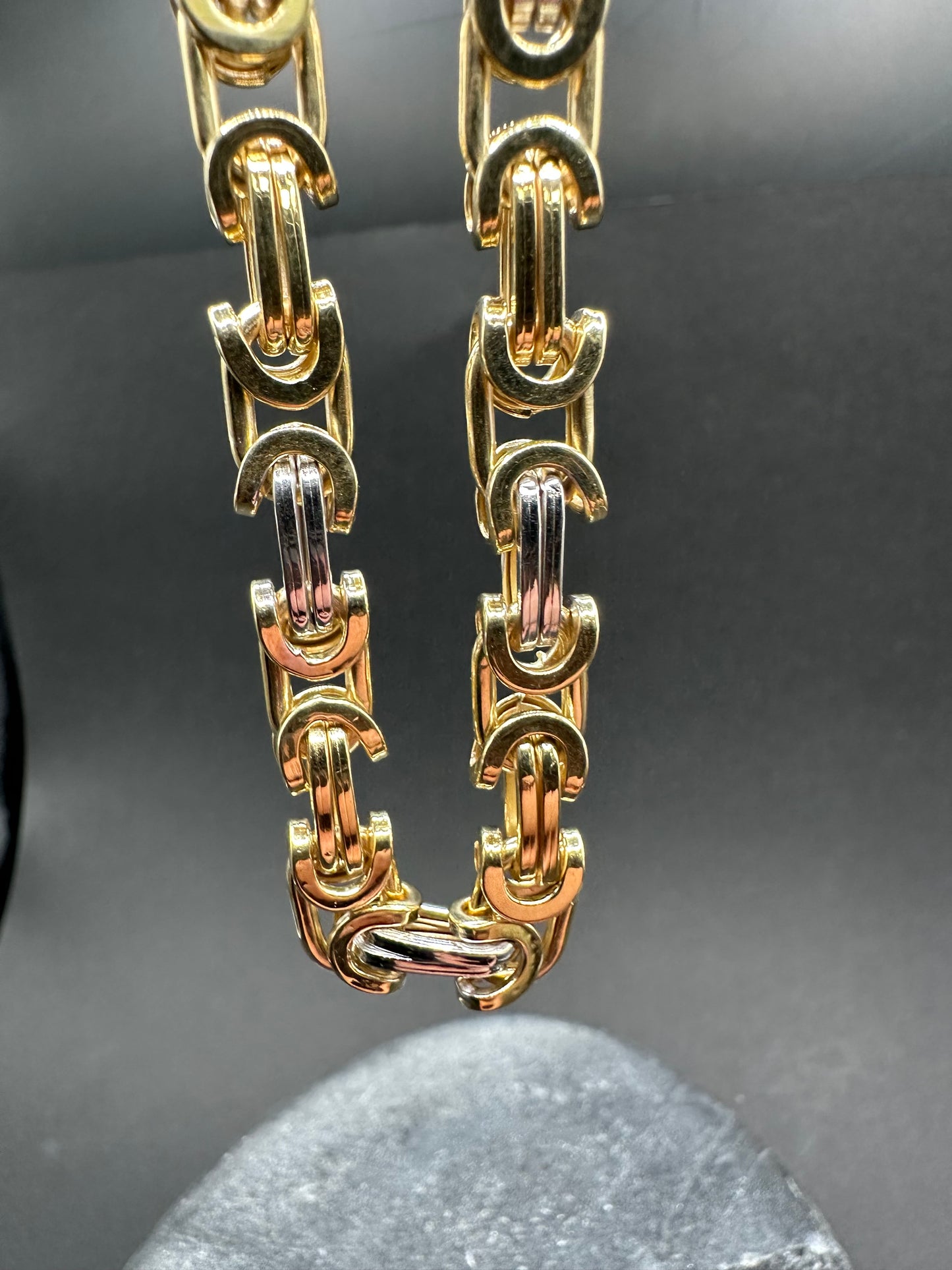 14K Gouden Bicolor Platte Koningsketting – 67 cm
