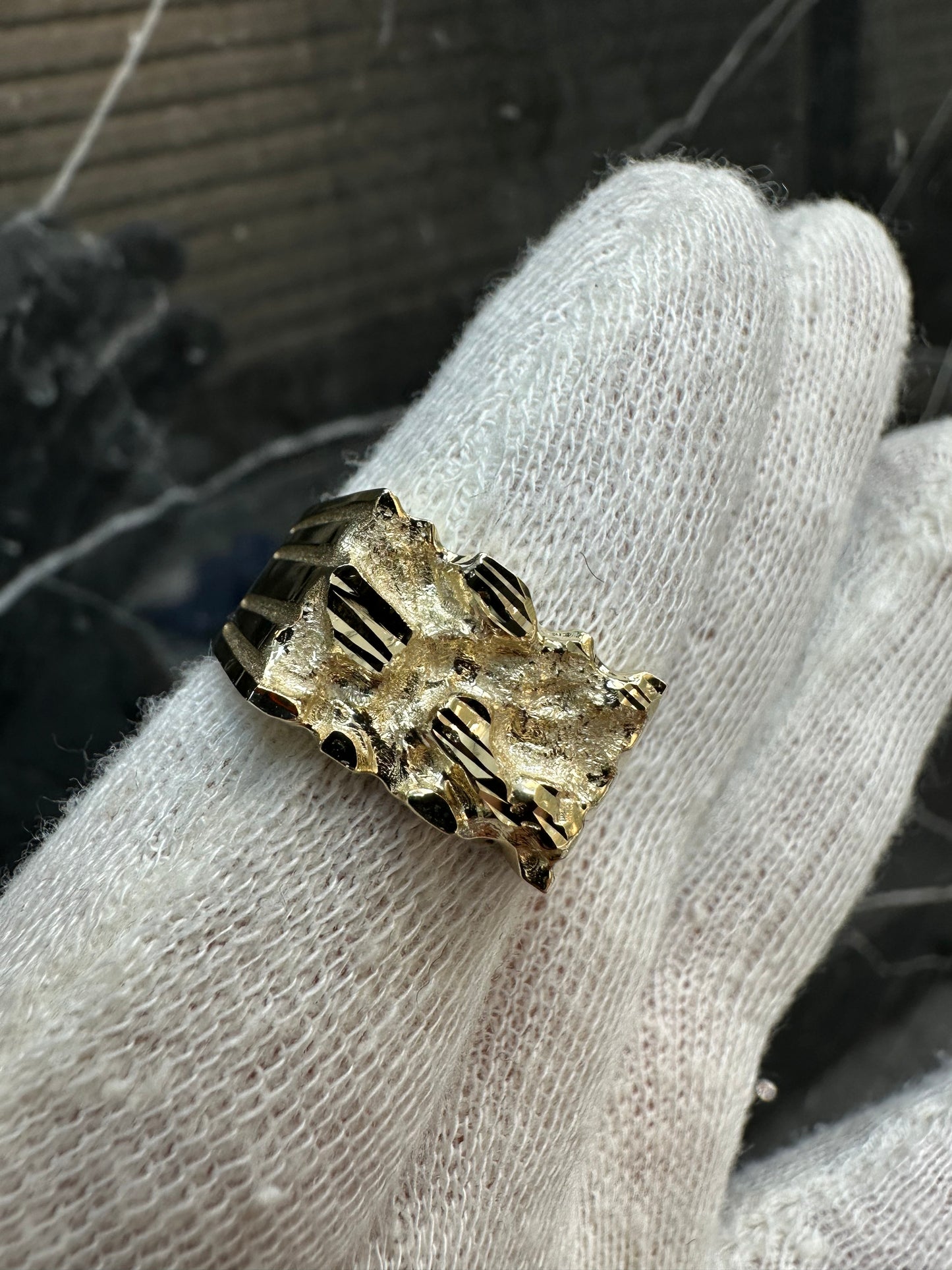 Prachtige 14K Gouden Piet Piet Ring – Diamond Cut