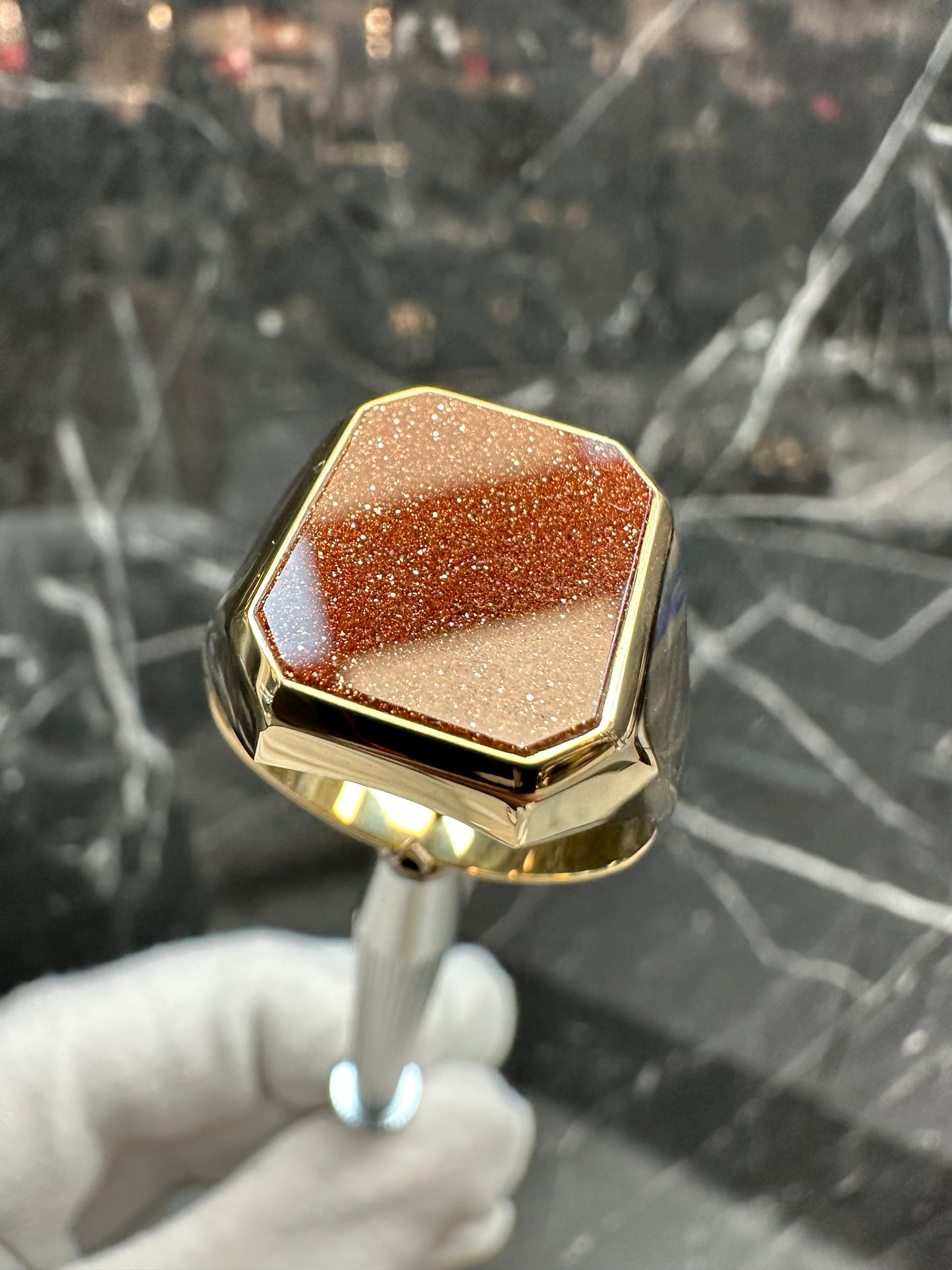 14K Gouden Zegelring met Goudsteen – Maat 20