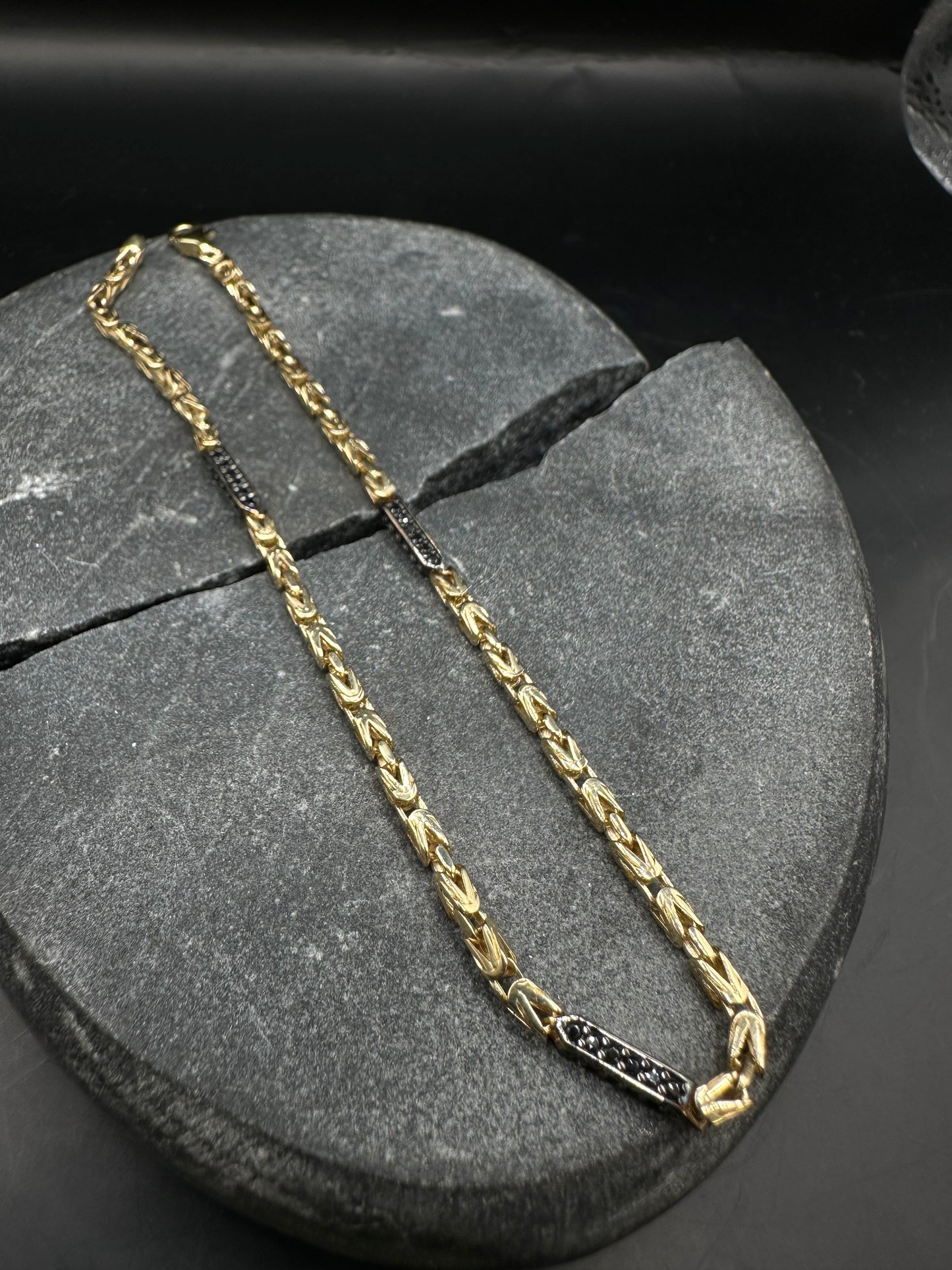 14K Gouden Koningsarmband met Onyx Stenen – 21 cm
