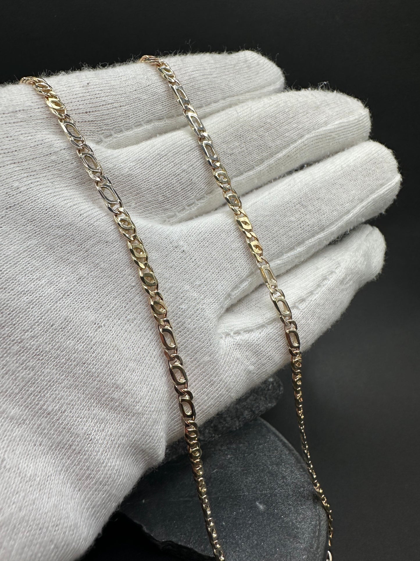 14K Gouden Bicolor Massieve Valkenoog Ketting – 60 cm