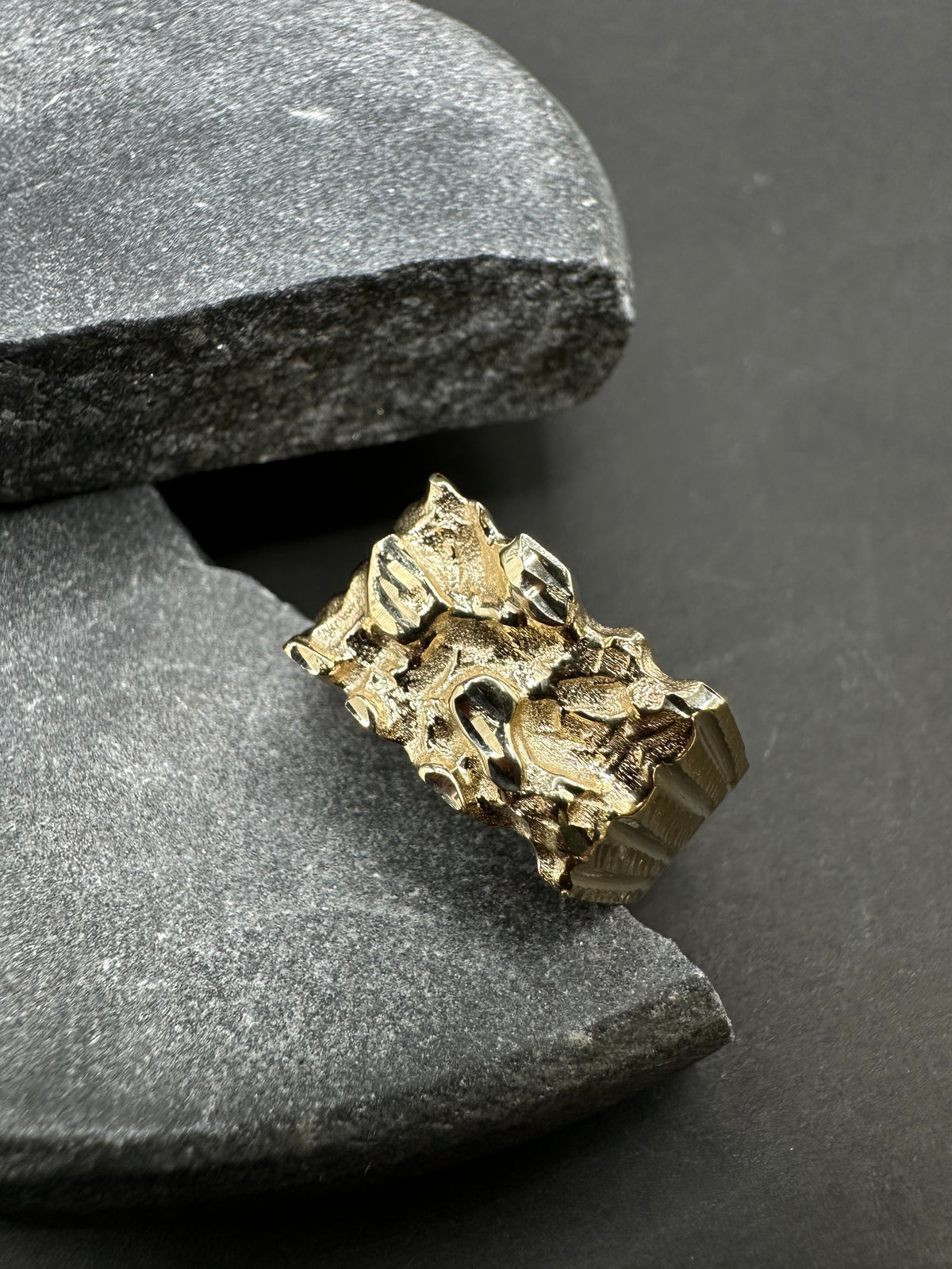 Prachtige 14K Gouden Piet Piet Ring – Diamond Cut