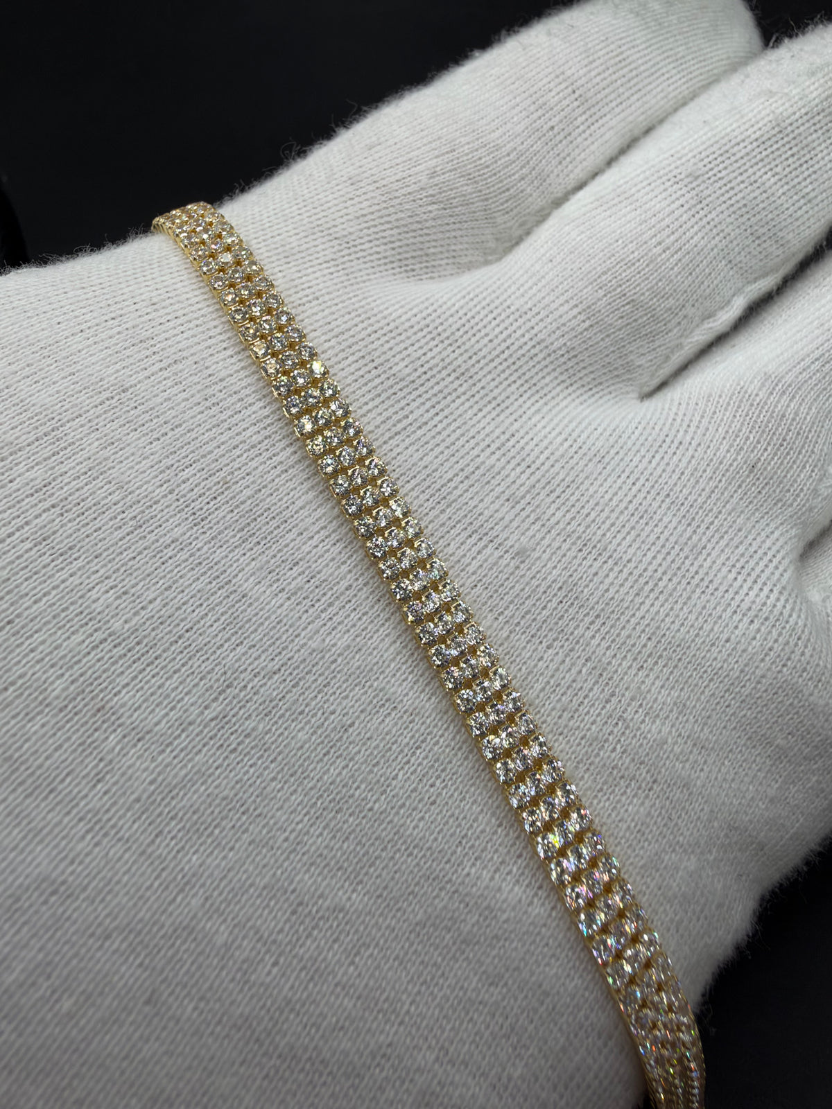 14K Gouden Triple-Row Tennisarmband met Zirkonia – 5,2 mm