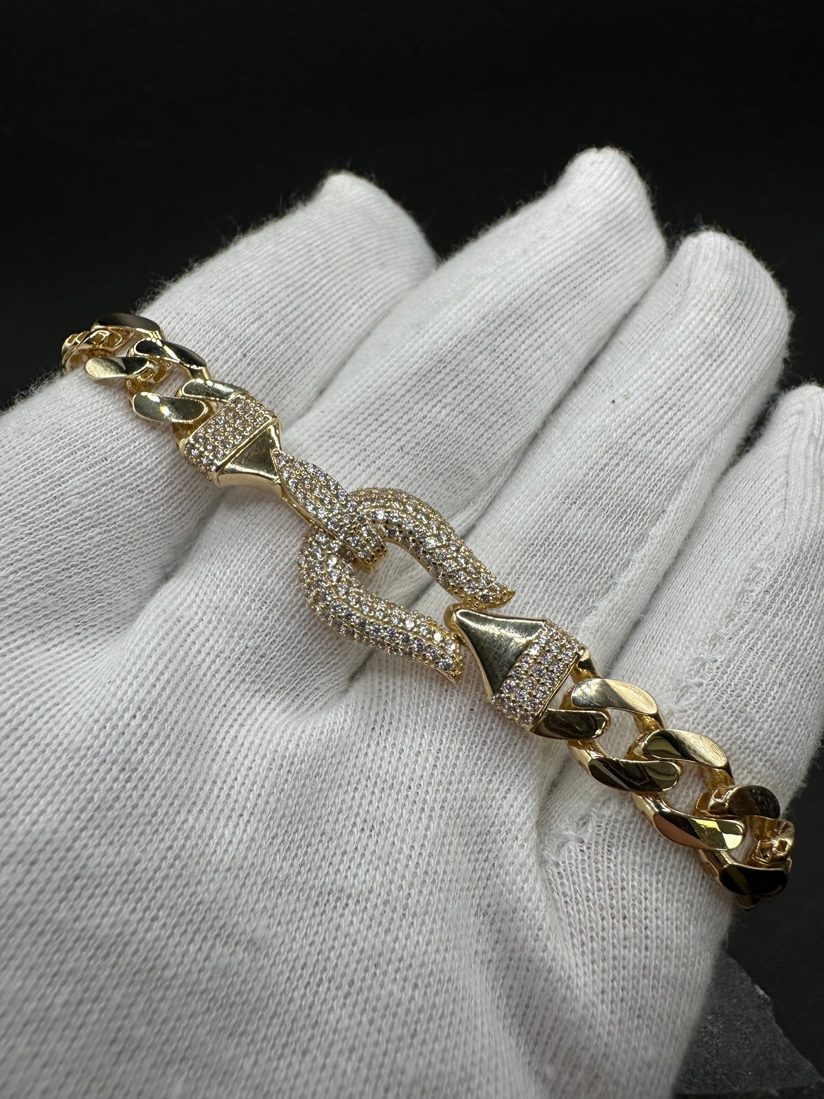 14K Gouden Cubaanse Armband met Zirkonia – 20 cm | 8,2 mm