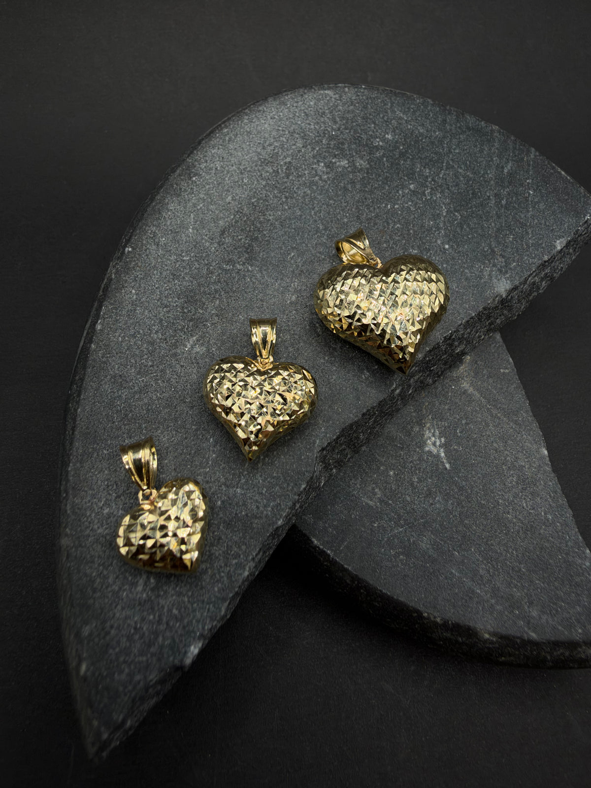 14K Gouden Diamond Cut Hart Hanger