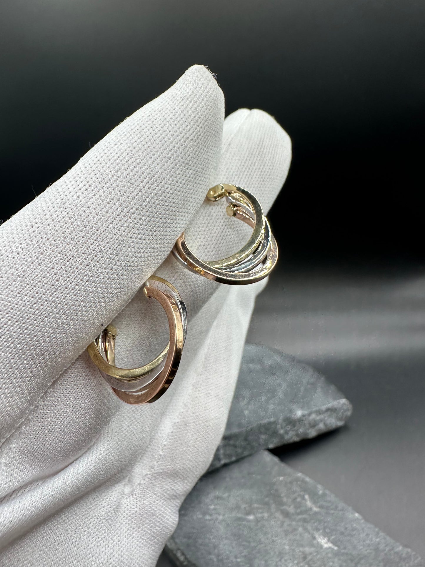 14K Gouden Tricolor Oorbellen – 16,4 mm