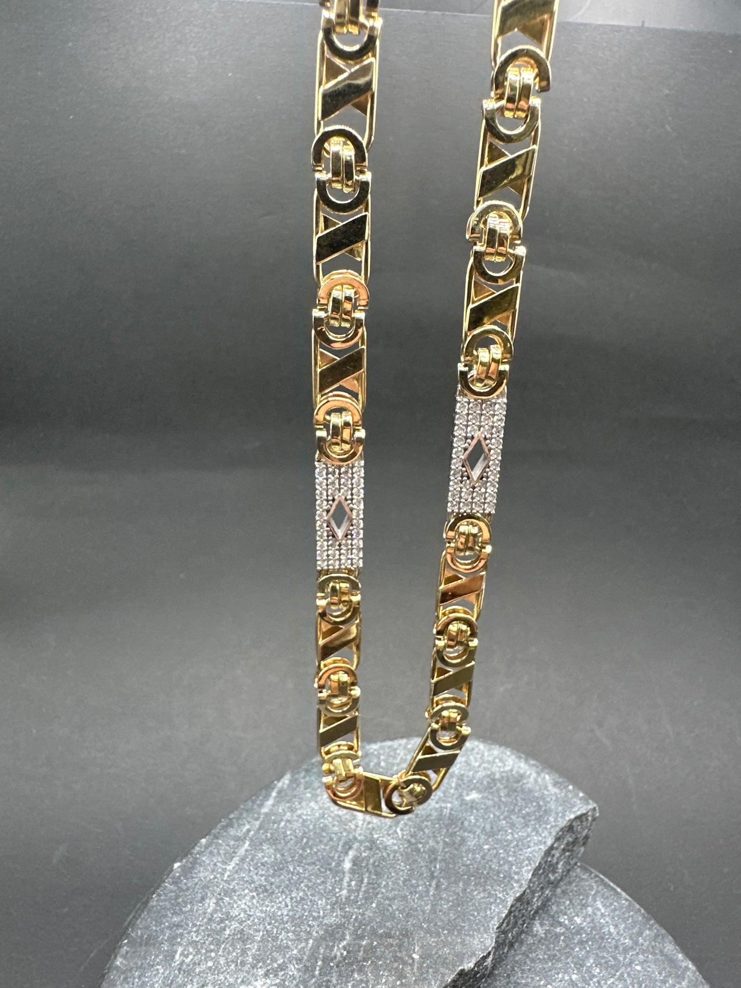 14K Gouden Iced Valentino Ketting – 70 cm